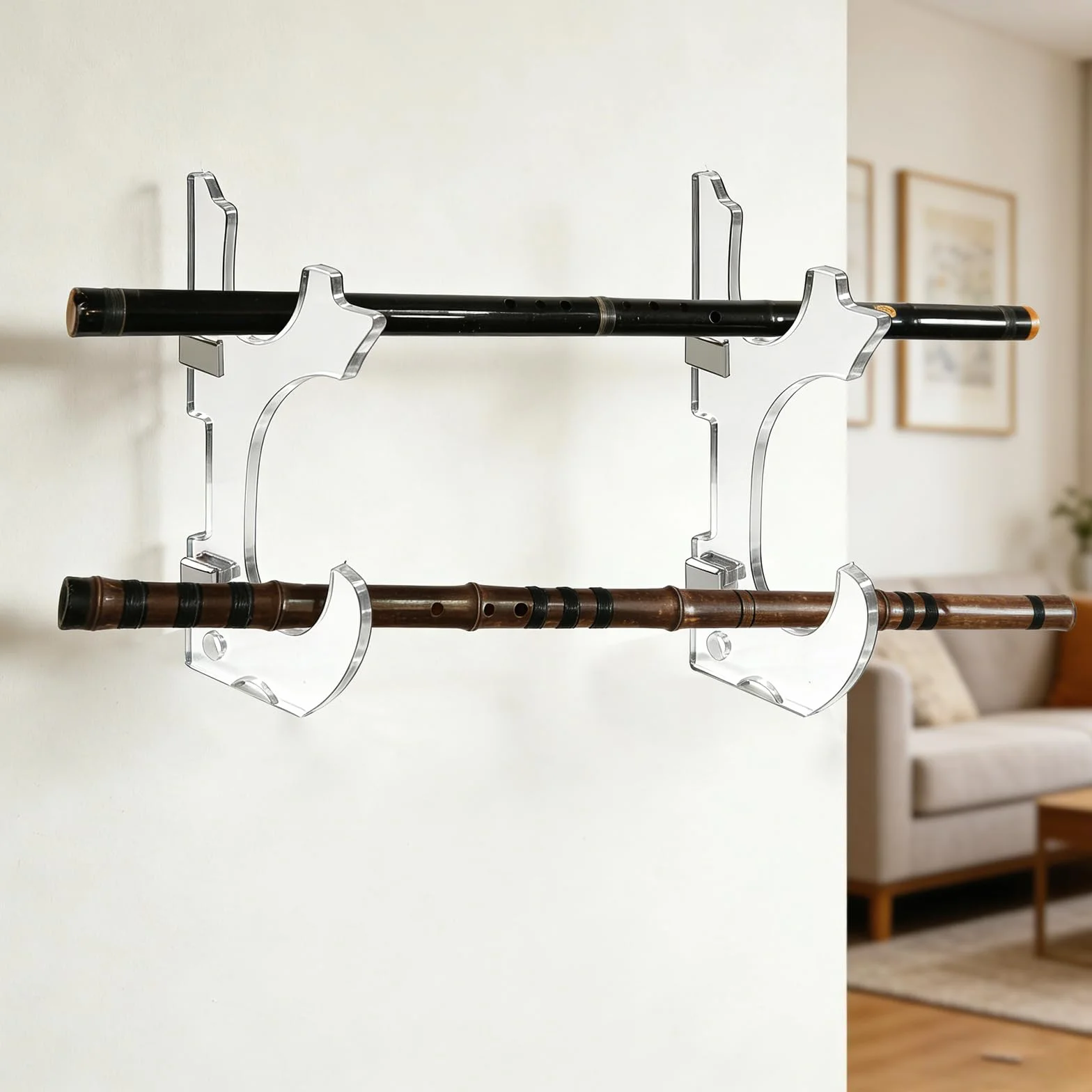Soporte Katana Pared 2 Niveles Expositor de Acrílico Transparente para Katanas Real Sable Samurai