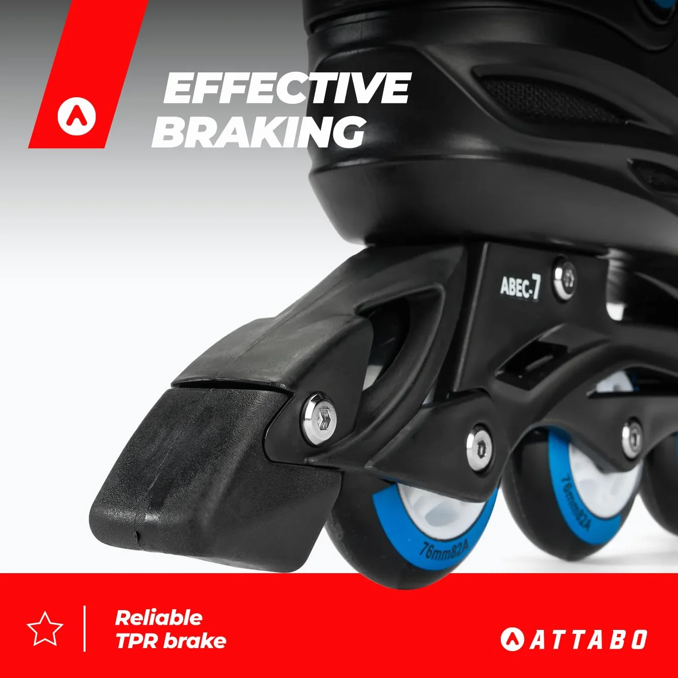 ATTABO Patines en línea ciclón talla 40-46 EU para hombre con ruedas PU 82A capa semi-dura TPR freno