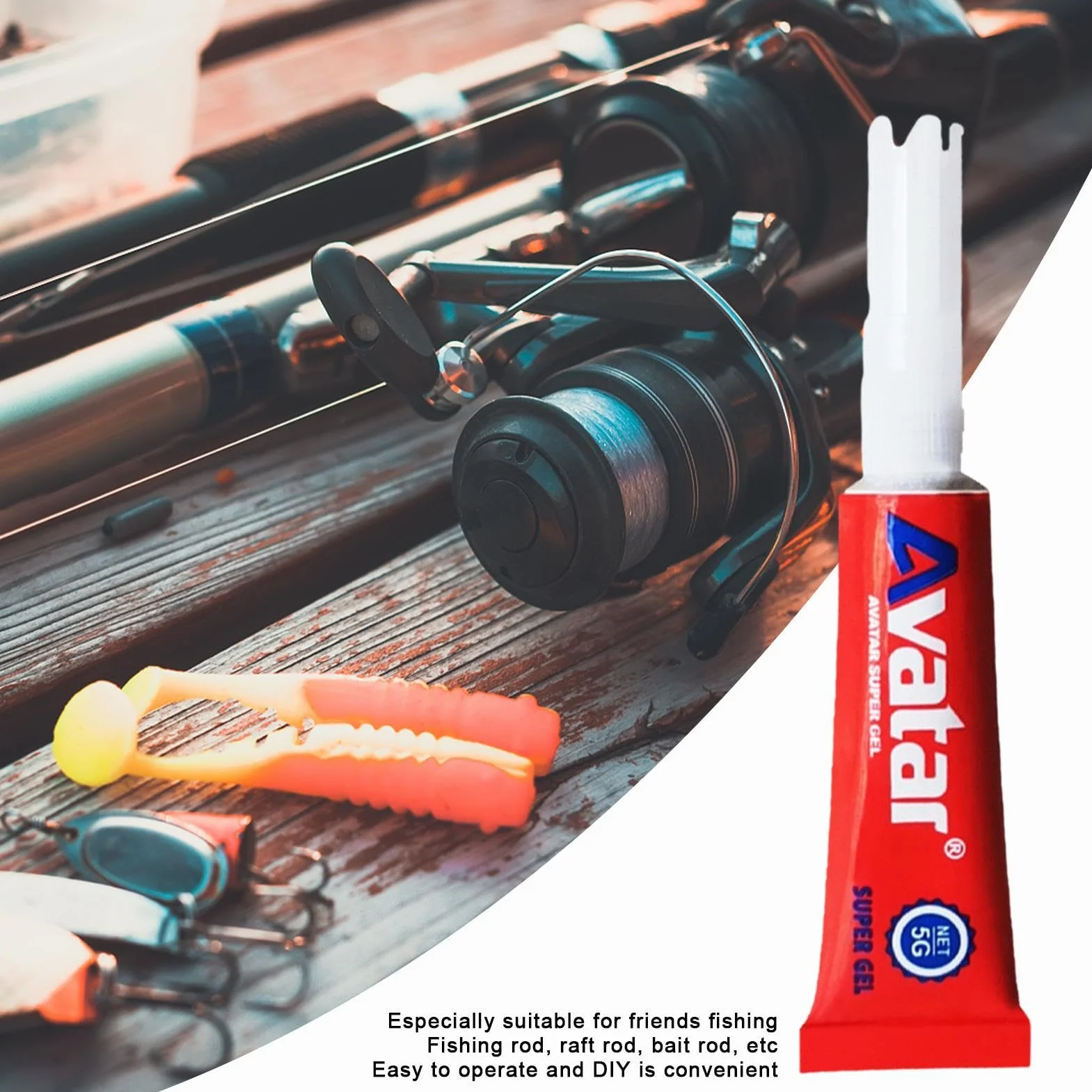 Pegamento reparador de cañas de pescar, adhesivo líquido impermeable 0,1 oz