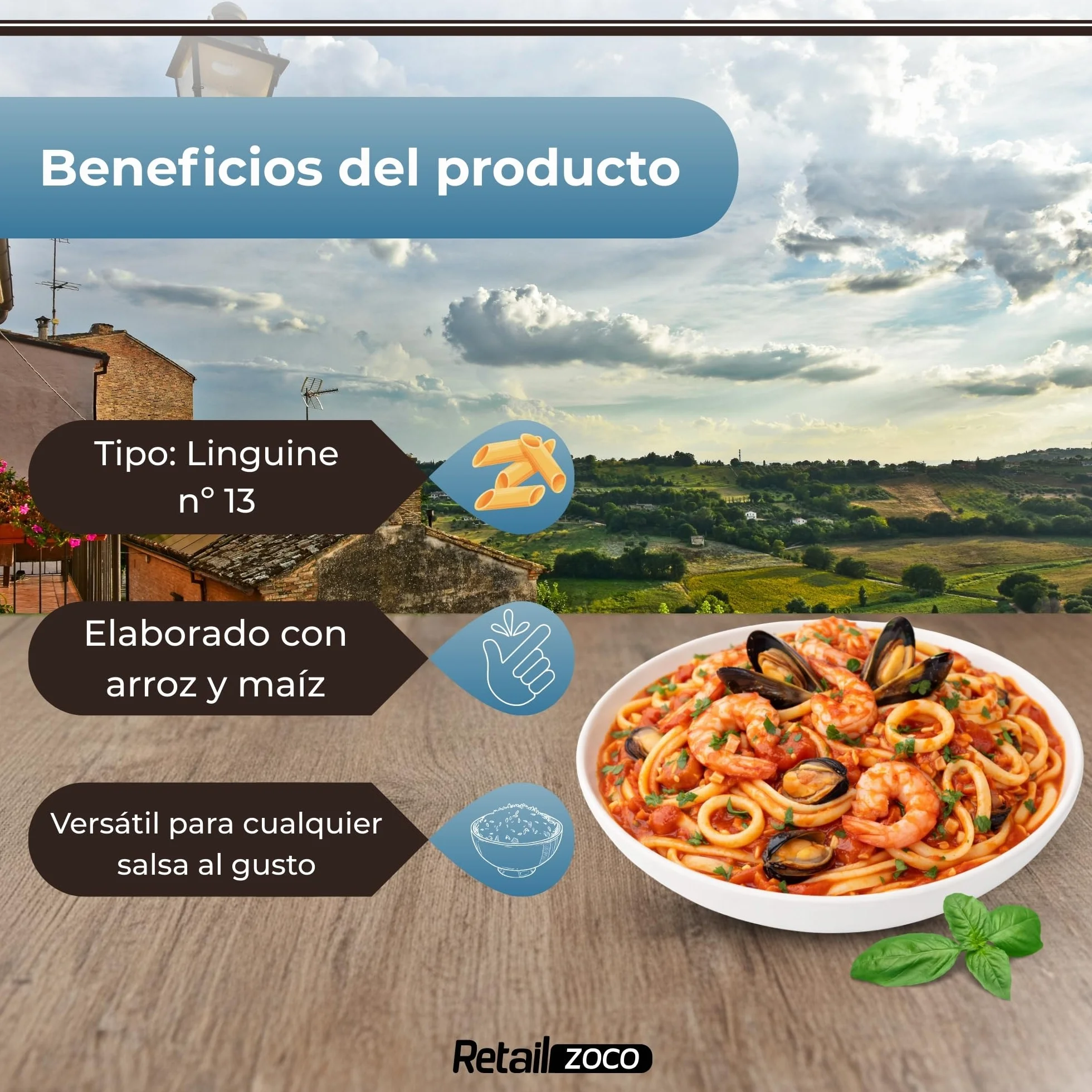 Linguine Rummo Nº13, Pasta Italiana, Pasta sin gluten, Pasta alimenticia con harina de arroz integral y maíz, Sin gluten, Elaboración lenta, 3 Paquete de 400 gr