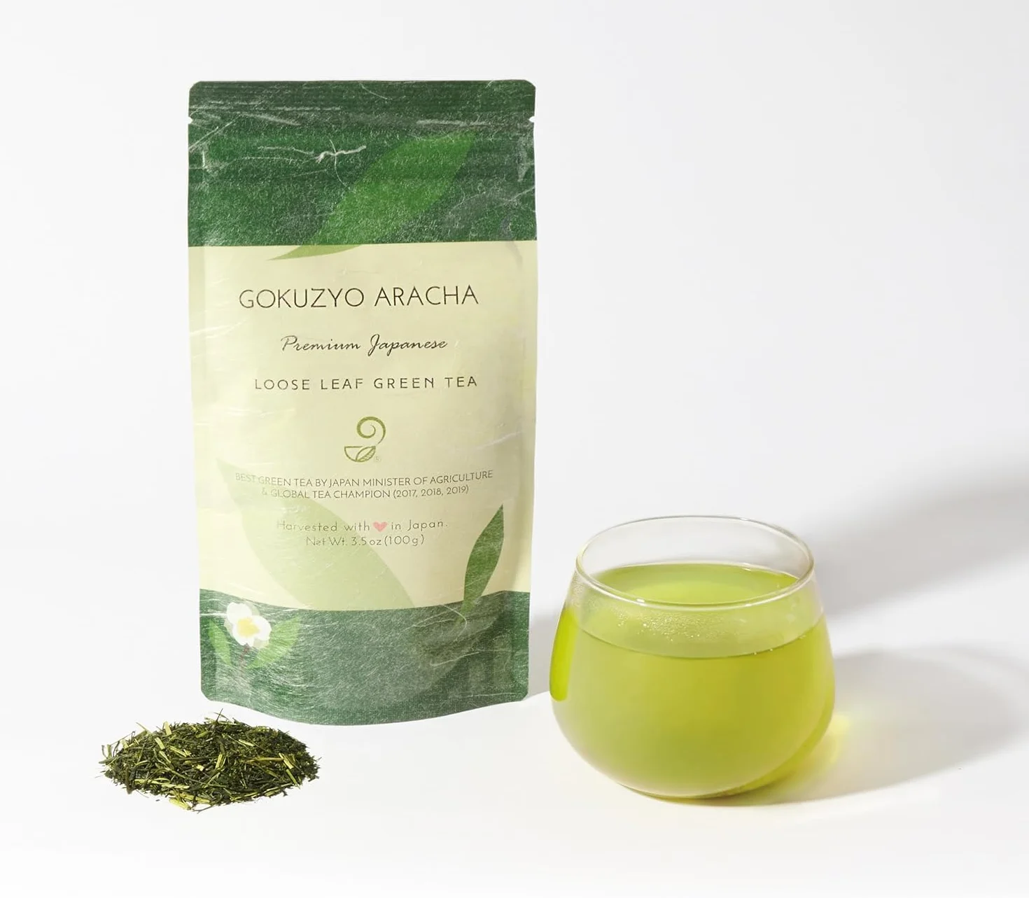 Co Gokuzyo Aracha Té verde japonés de hojas sueltas Sencha al vapor profundo 3.5 oz
