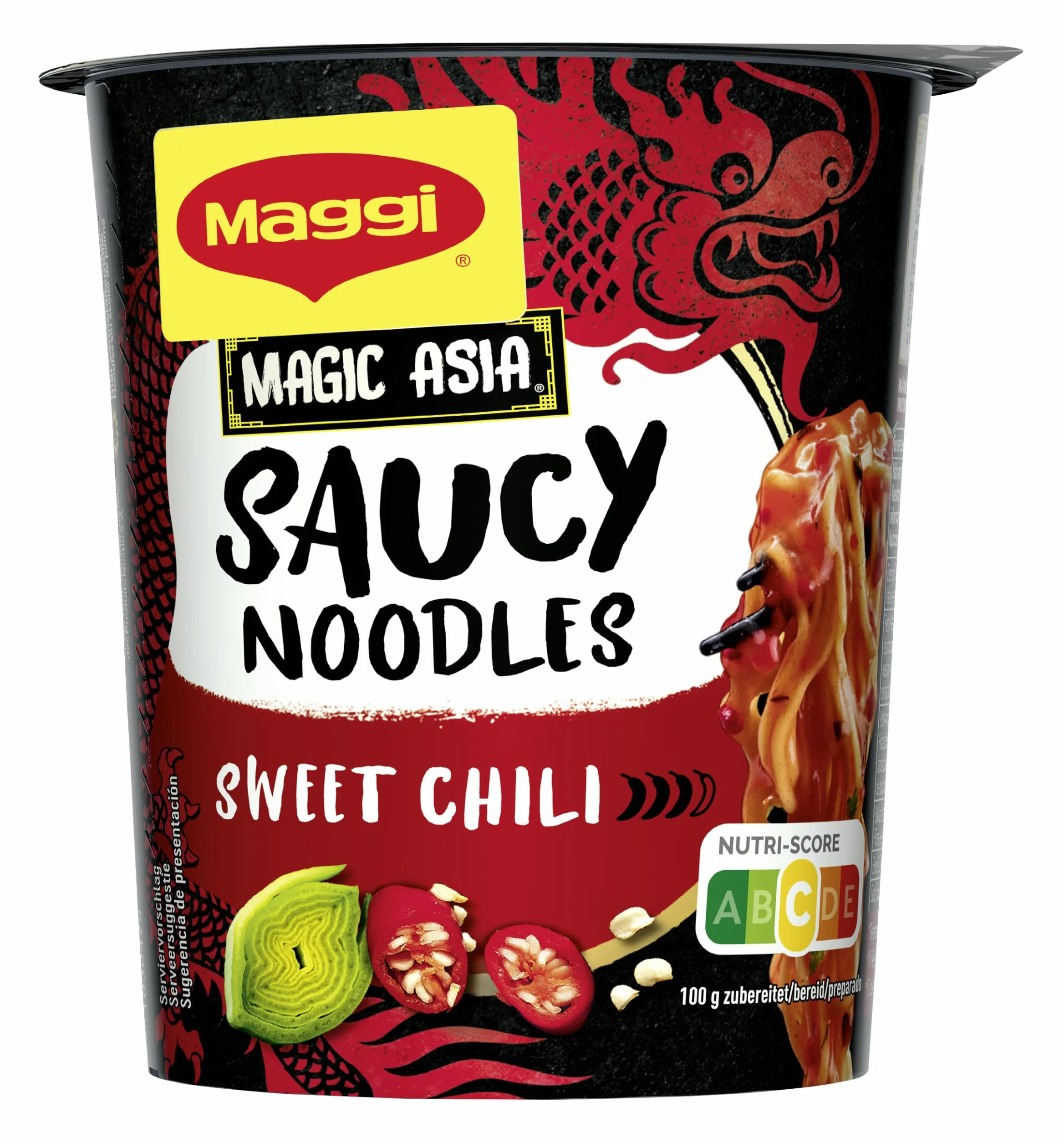 MAGGI Saucy Noodles Asia Sweet Chili Vaso - Pack de 8 x 75g