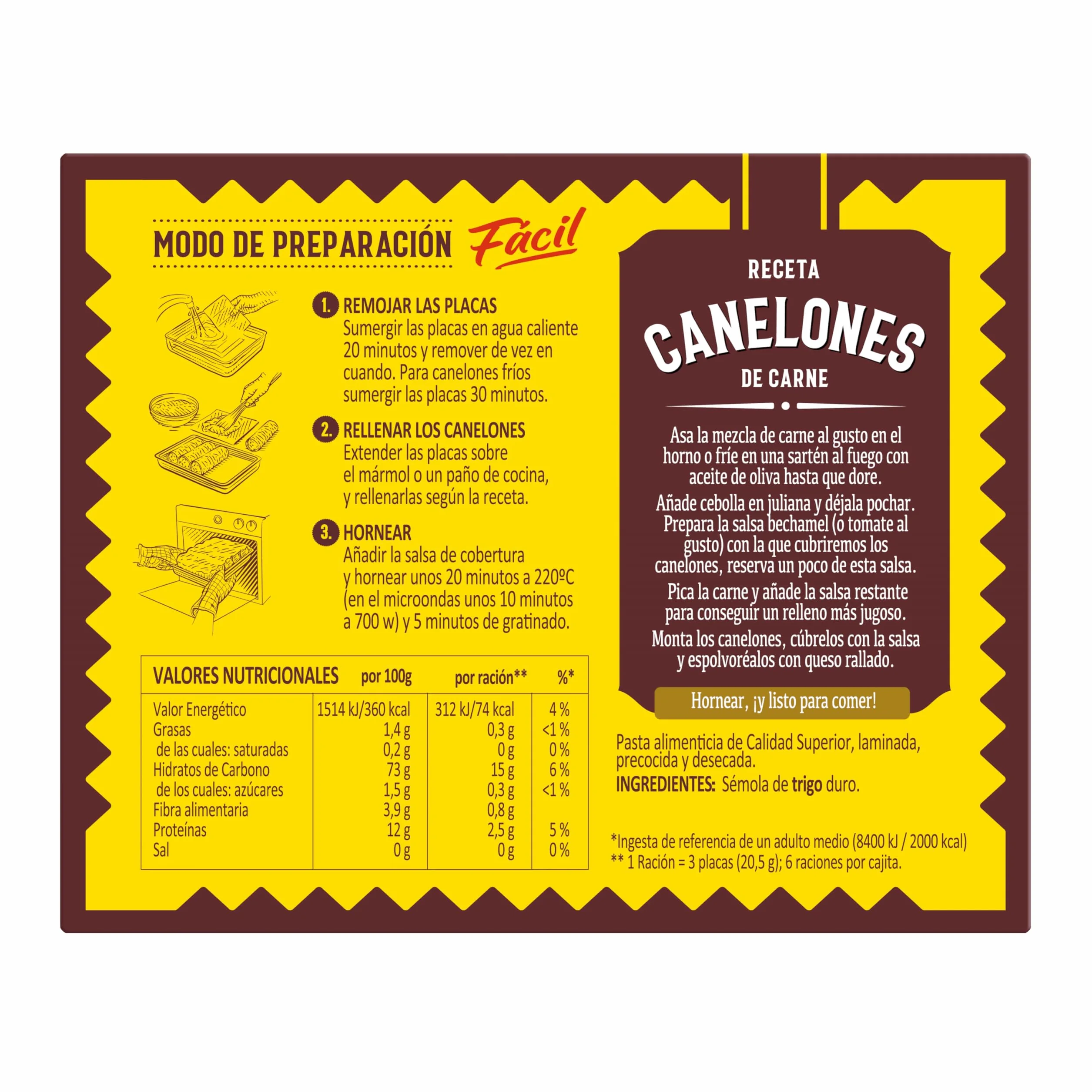 El Pavo · Canelón Instant El Pavo, 18 placas · 125 gramos