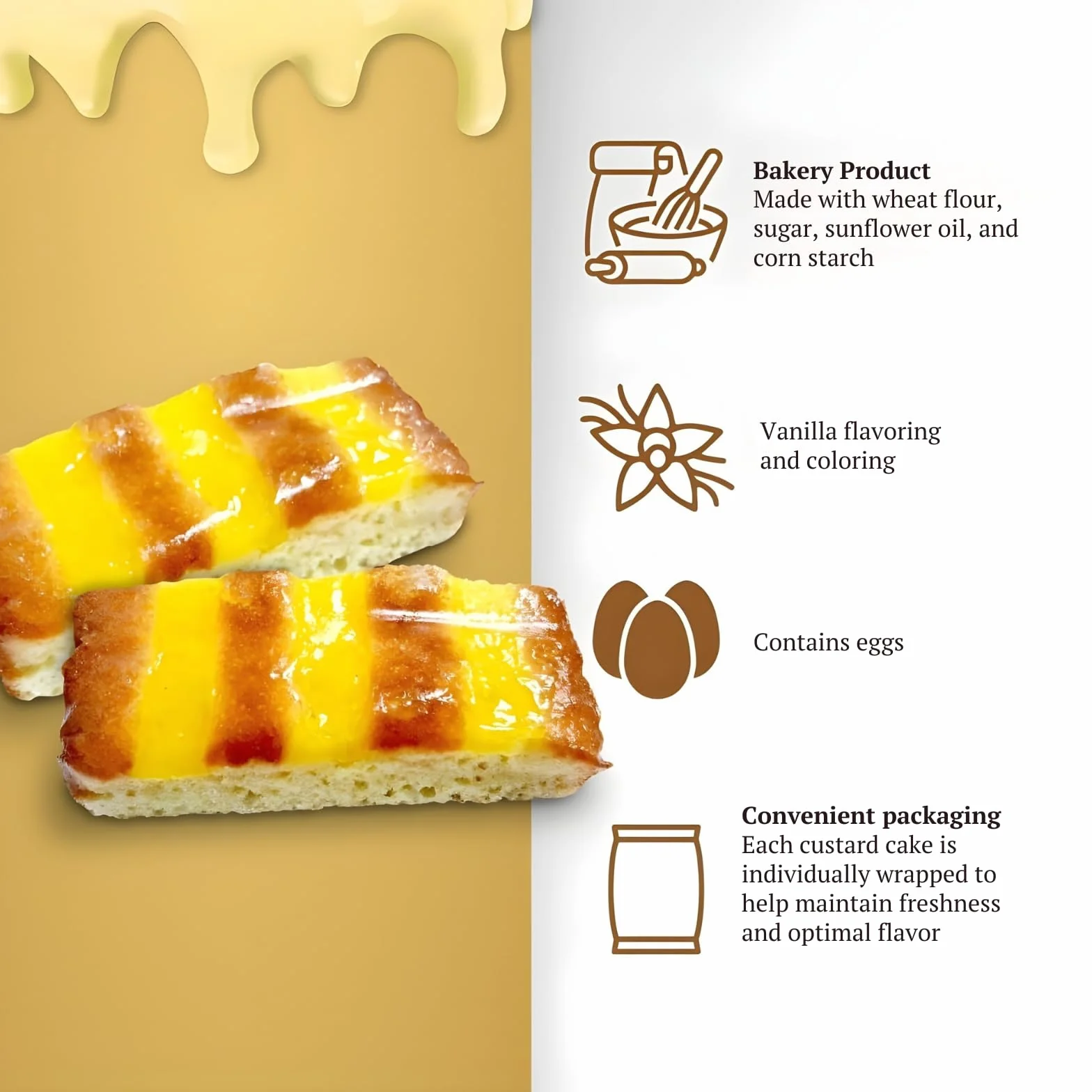 LAPASION - Bizcocho con crema pastelera | Bollería | Pasteles | Bizcochos | Sobaos | 2 Kg