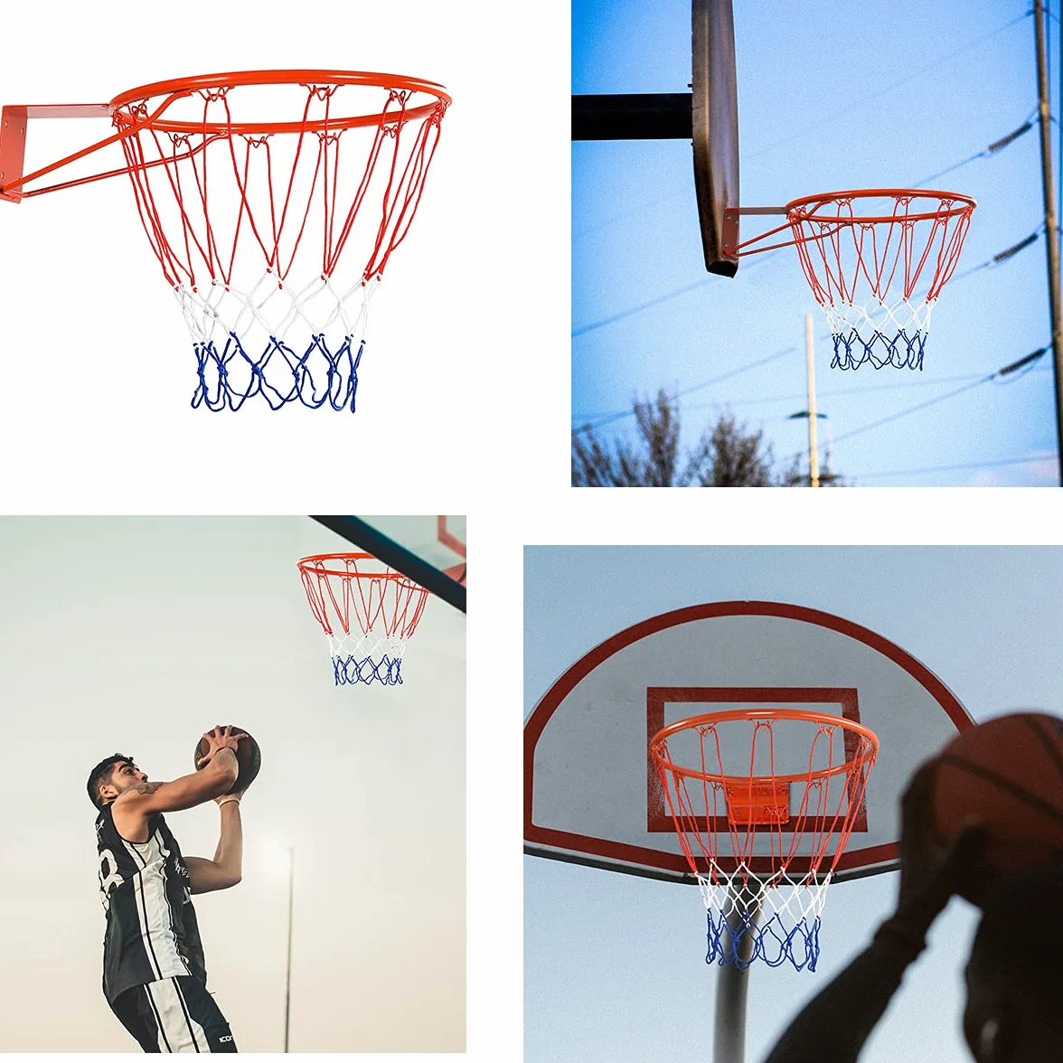 Cesta de baloncesto diámetro 45 cm con red de pared anillo de acero inoxidable