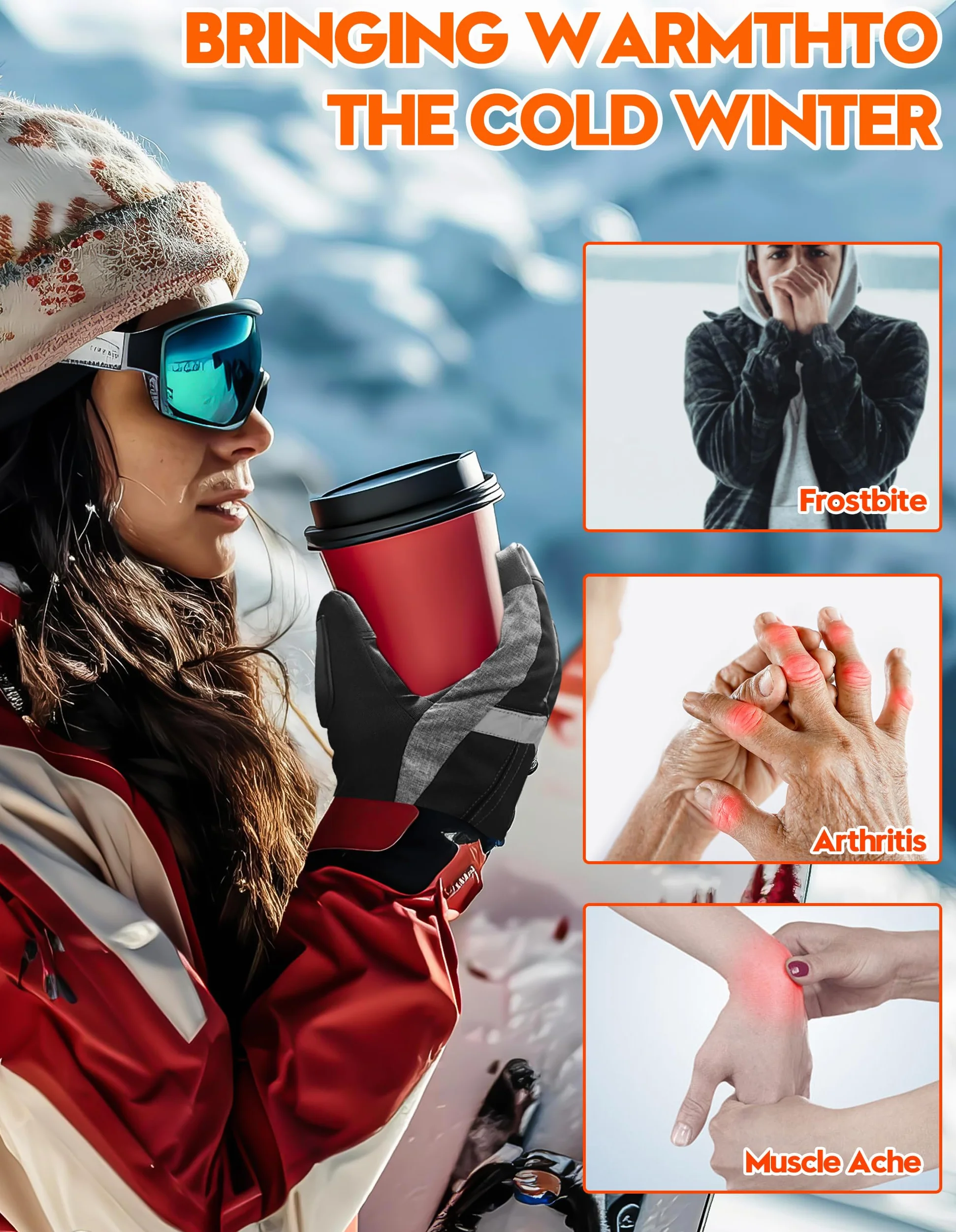 SVPRO Guantes calefactados recargables 5V 6000mAh impermeables resistentes al viento para esquí caza motociclismo