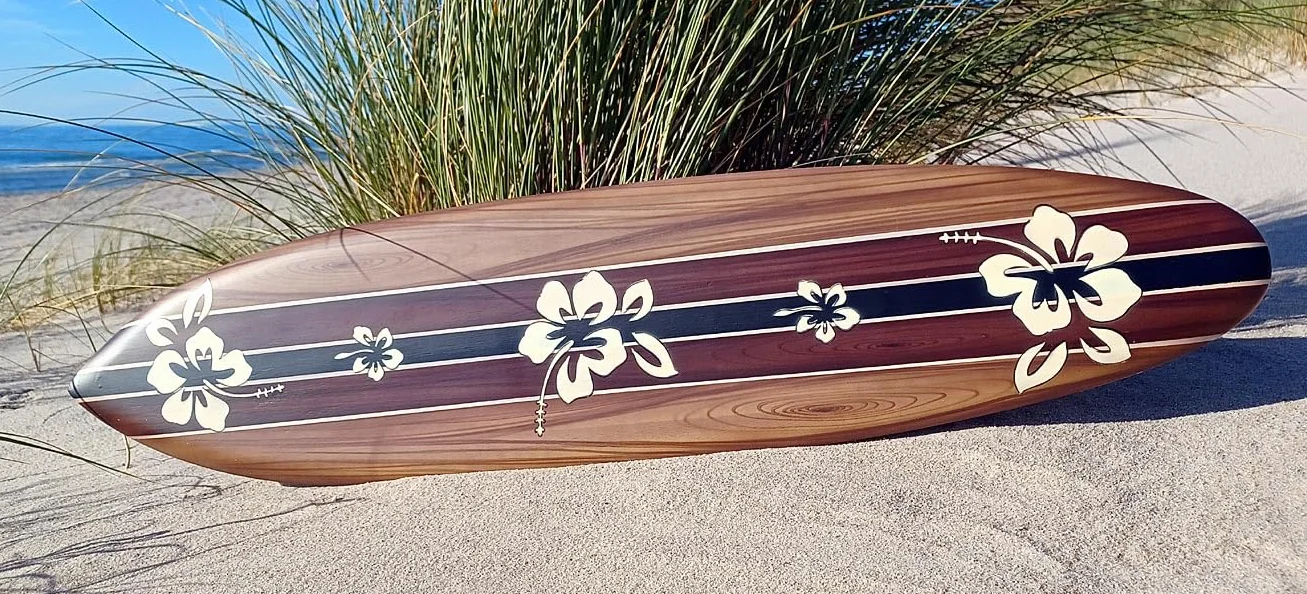 Tabla de surf madera 100 cm diseño aerógrafo