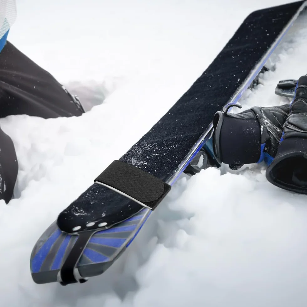 Correas de Esquí Ajustables, 4 Piezas Ski Straps, Bandas de Fijación para Esquís, Snowboard y Bastones