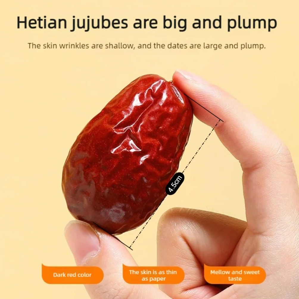 Dátiles Rojos Premium De Xinjiang 250g / 8,82oz | Secado A Baja Temperatura | Jujube Secado Naturalmente En El Árbol Para Bocadillos Y Té