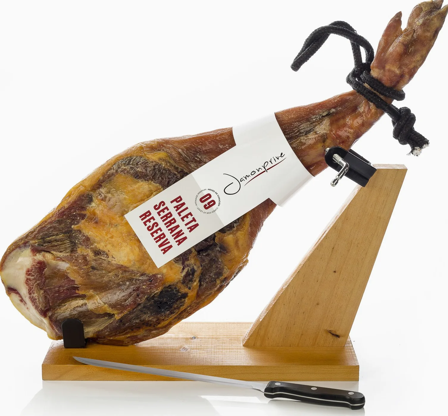 Paleta de Jamón Serrano Semideshuesada 4-4.5 Kg + Jamonero + Cuchillo - Paletilla Serrana