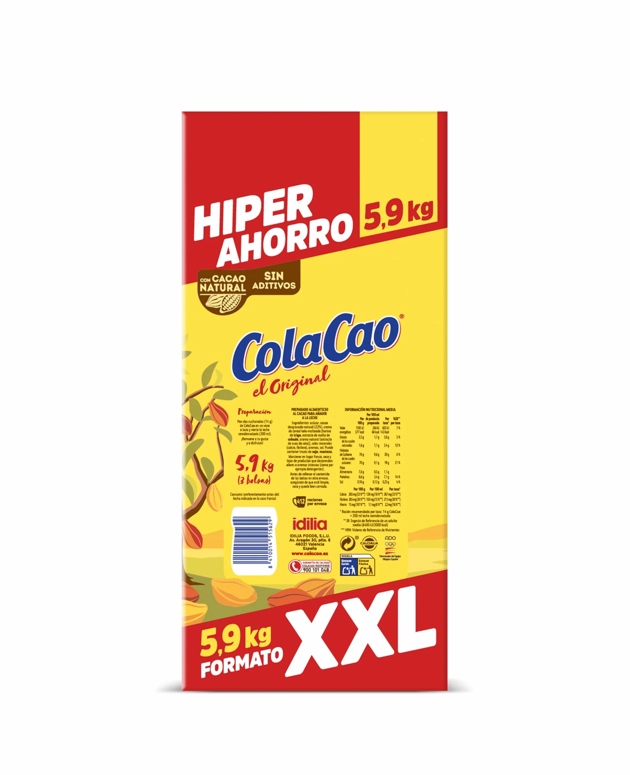 ColaCao Original Cacao Soluble Natural sin Aditivos 5,9 kg
