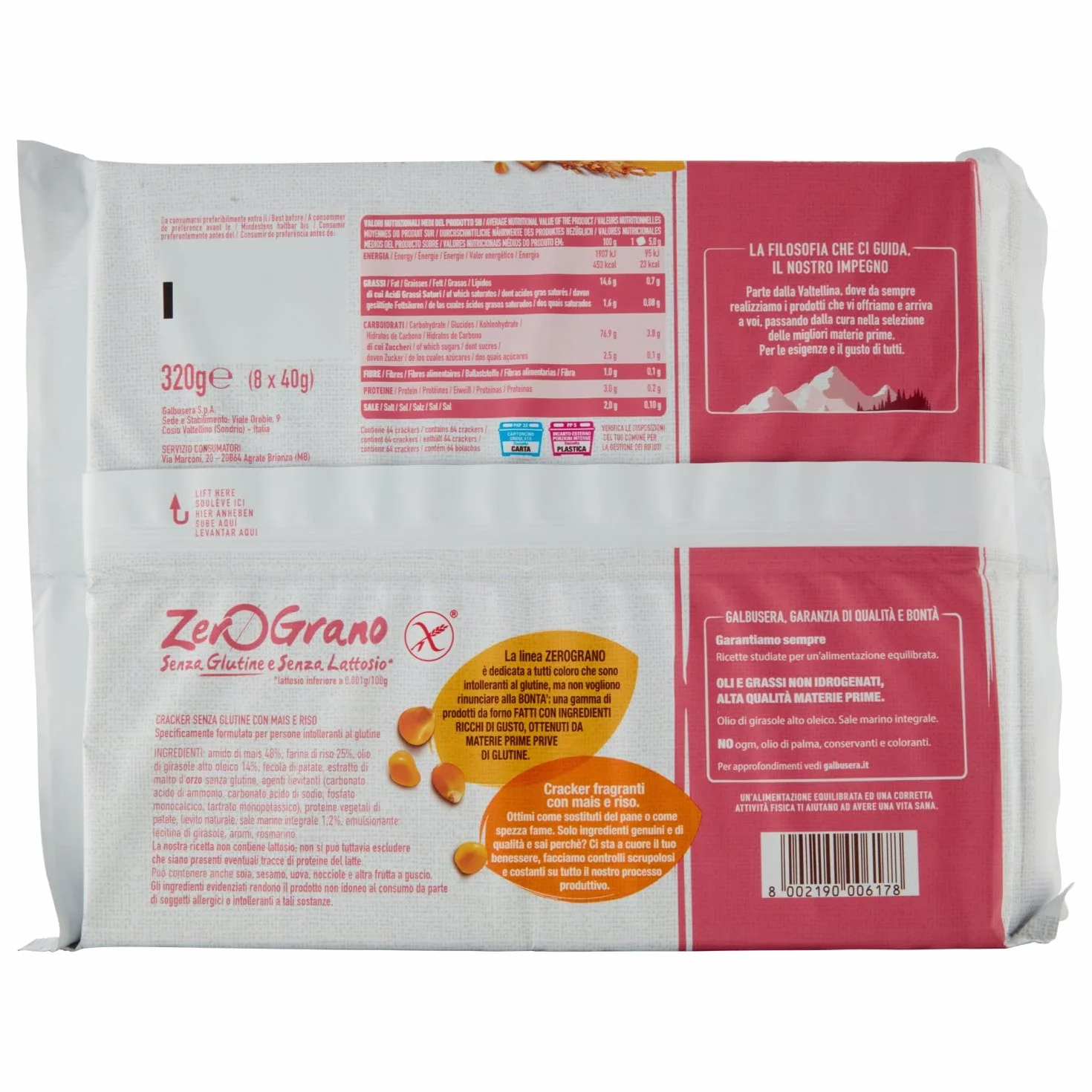 Galbusera Zerograno Cracker Con Riso E Mais Senza Glutine, 320g