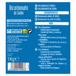 Bicarbonato de sódio Hacendado Paquete 1 kg Pack 2
