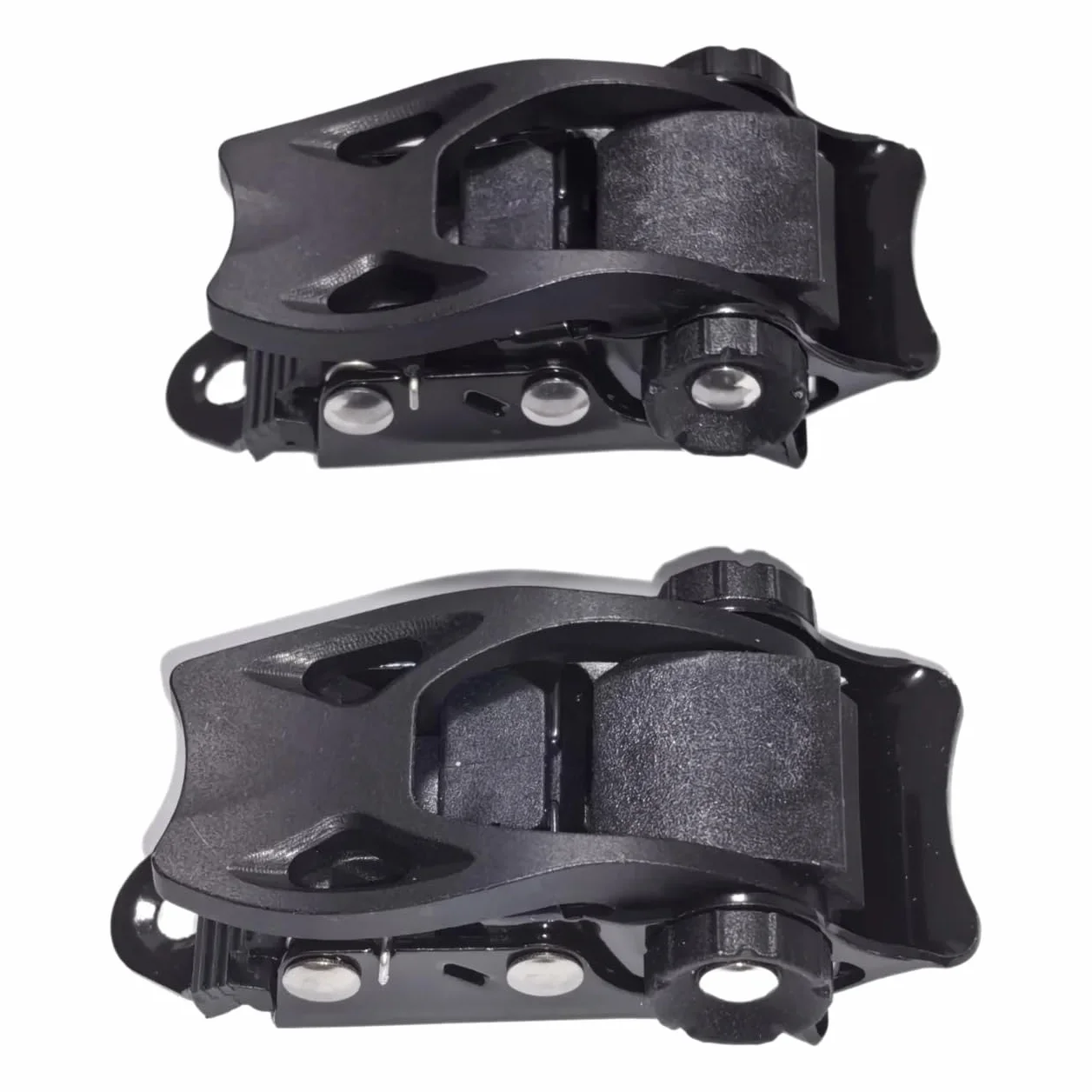 1 par de hebillas de trinquete para tabla de snowboard, base 25 mm, sistema de correa