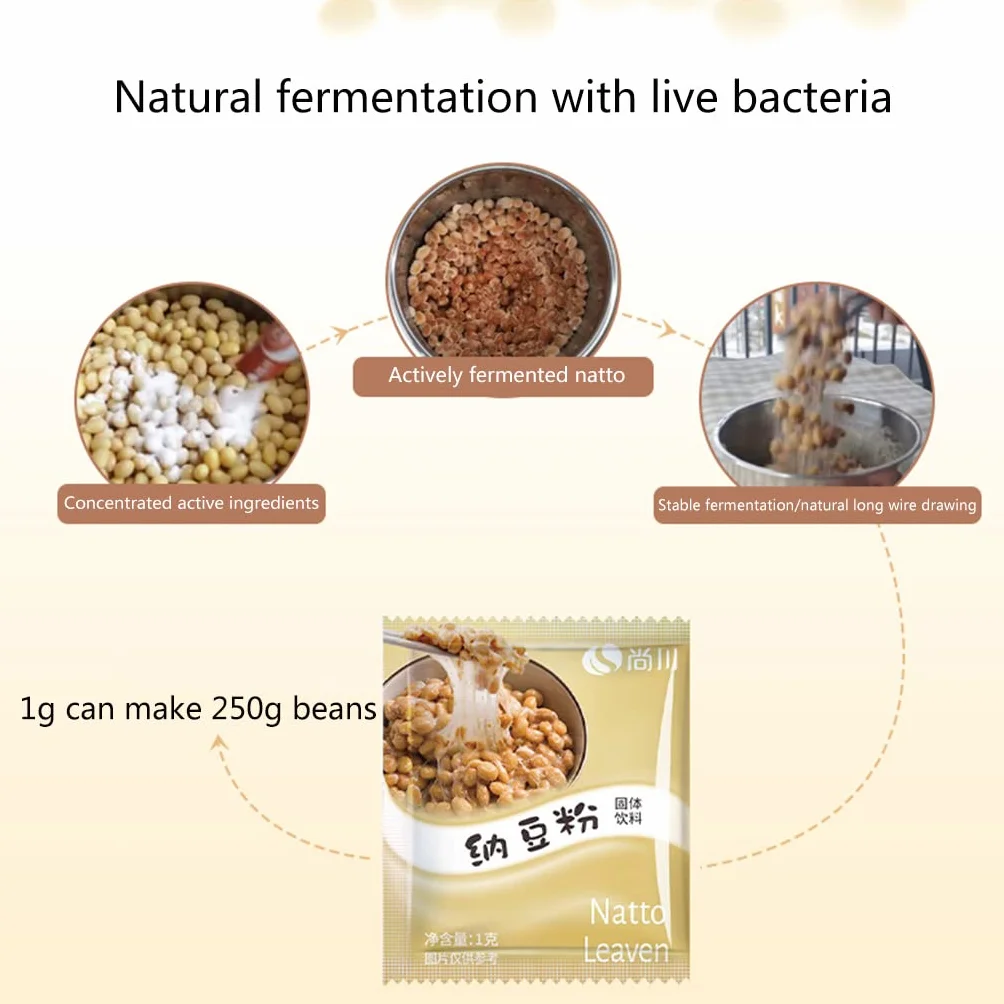 Nattomoto Starter - Polvo de soja fermentado japonés Nattomoto para el hogar para la salud Bacillus Subtilis Active Natto