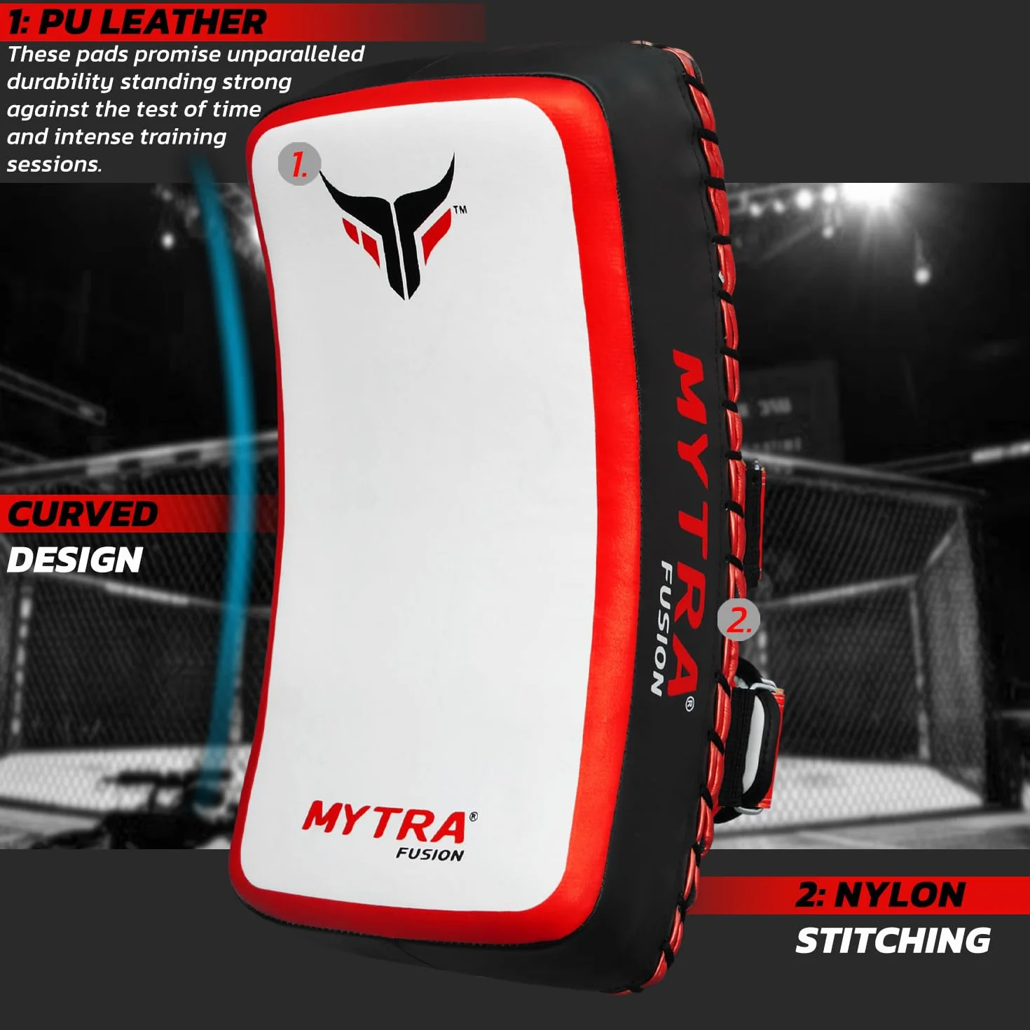 paos Muay Thai Curvos paos Karate - pao Muay Thai para Boxeo, Kickboxing, MMA, Karate, Taekwondo, Entrenamiento y Artes Marciales Almohadillas para Patadas Objetivo de pie y Codo X 1 Unit Single