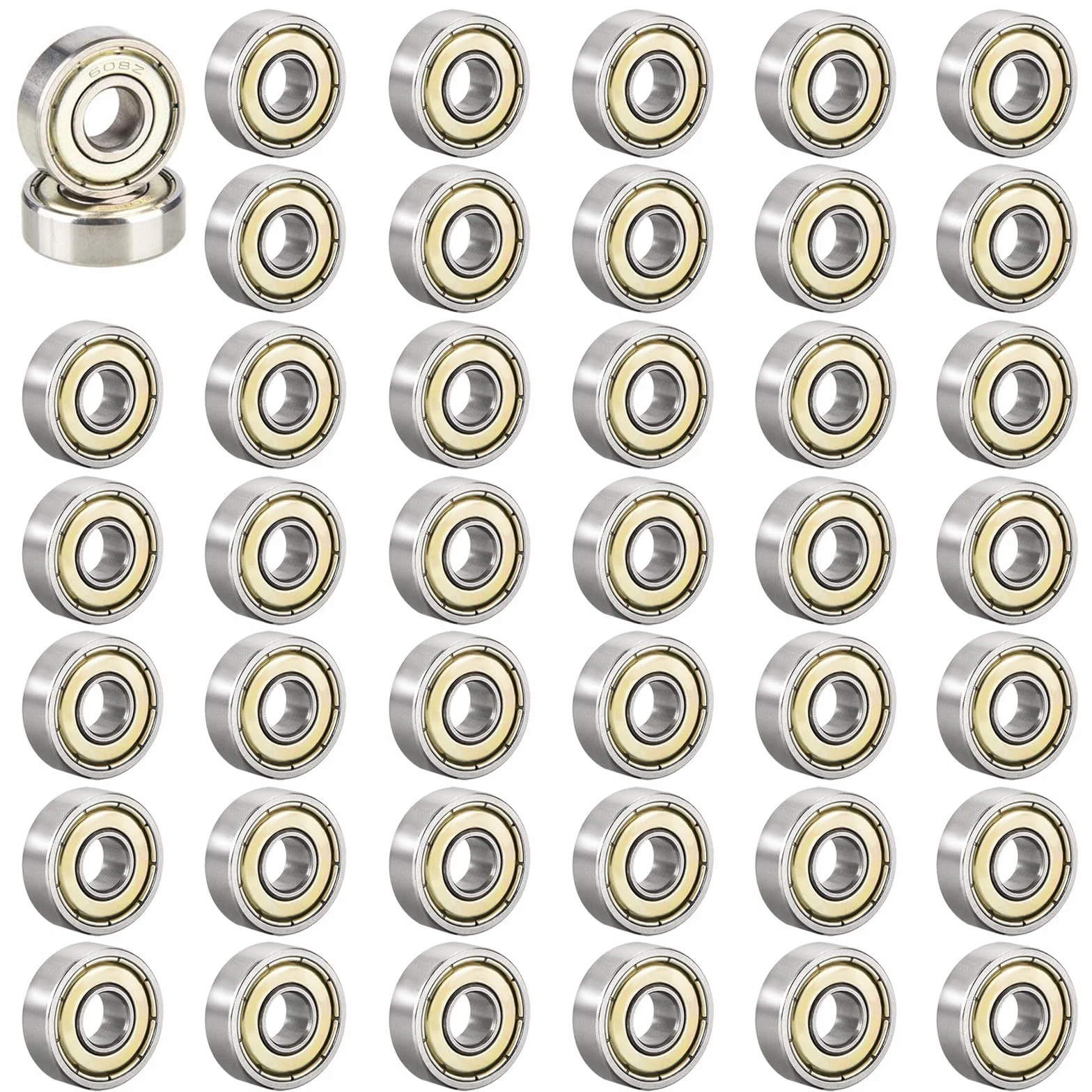 Rodamientos Metálicos 608ZZ para Monopatín Patines Longboard Fidget Spinner 40 Piezas Plateado