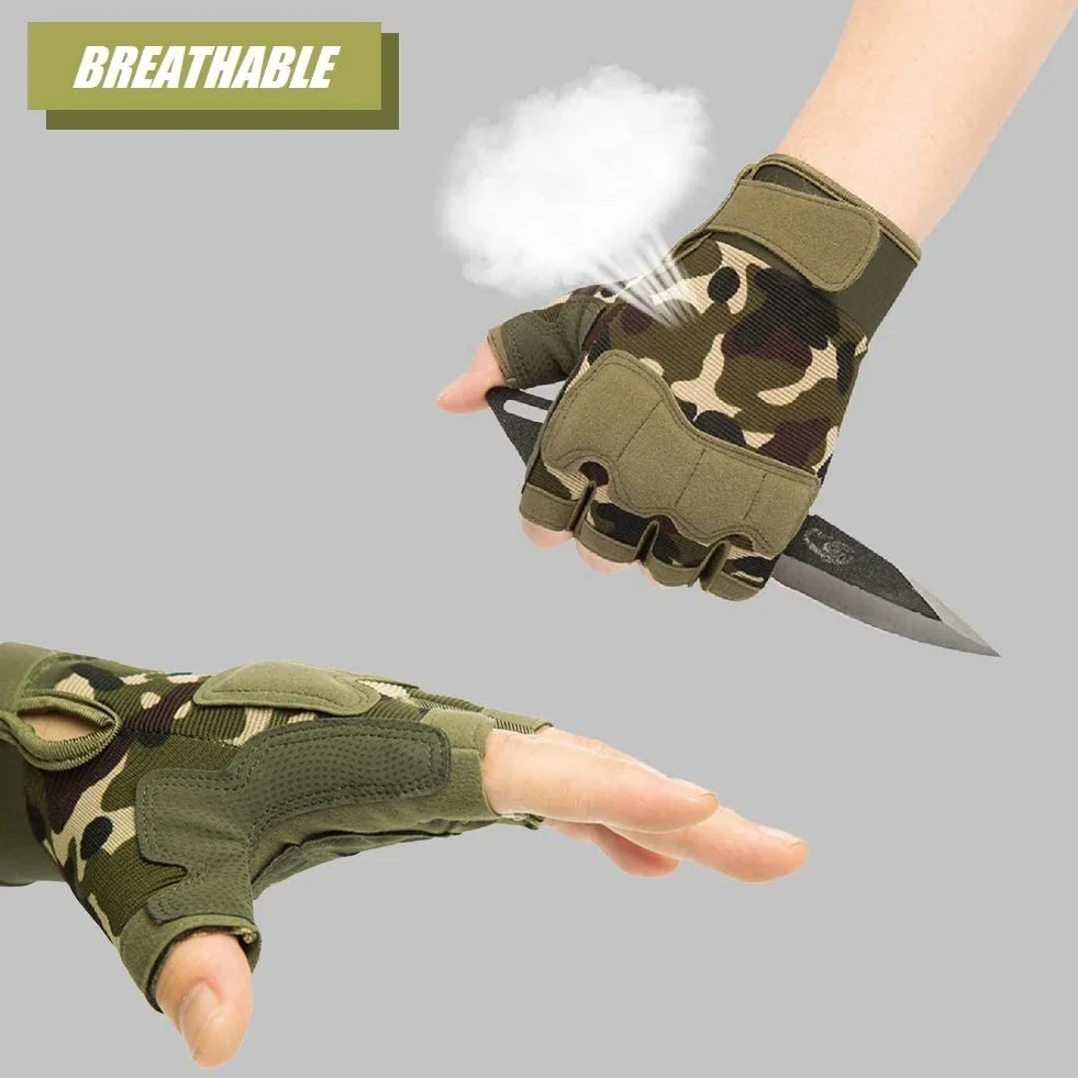 Guantes sin dedos para exteriores ligeros transpirables protectores escalada motocicleta camping