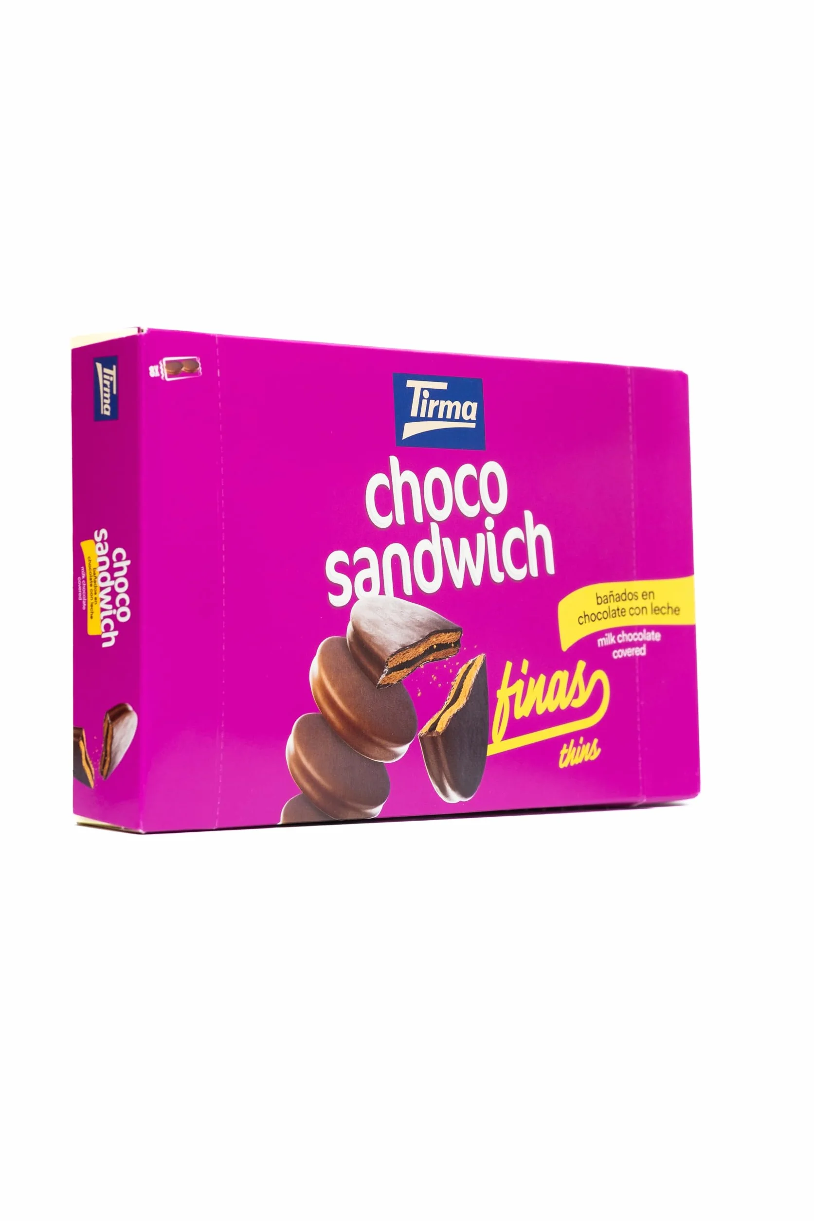 Tirma Choco Sándwich Fino de Chocolate con Leche – 8 Packs de 27,25 g (Estuche de 218 g) | Galletas Dulces con Relleno Bañadas en Chocolate con Leche | Snack Ideal para Merienda y Tentempiés