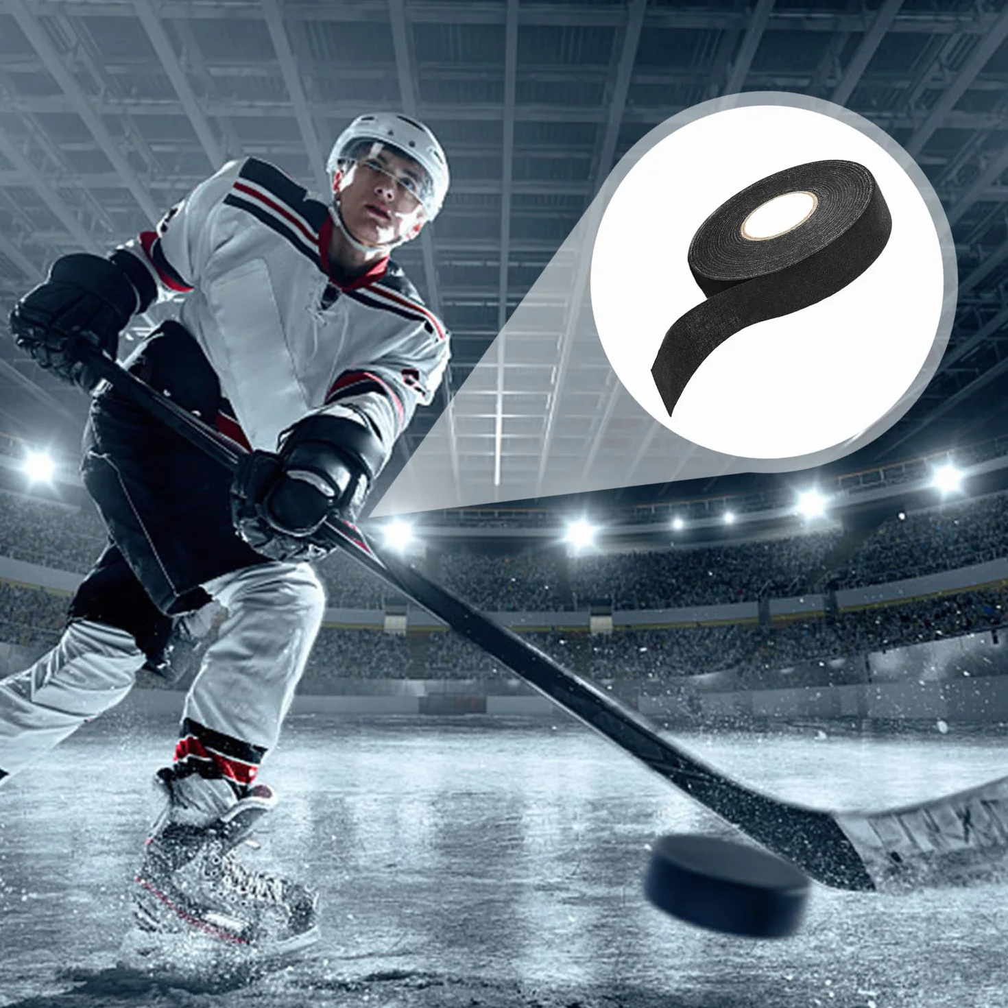 Rollo Cinta Antideslizante Autoadhesiva para Hockey Hielo Raqueta Tenis Resistente Desgaste