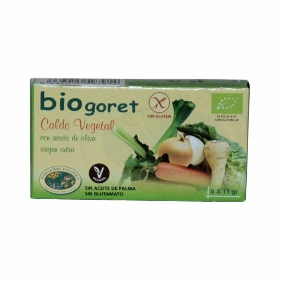 Biuogoret Cubitos de caldo de verduras Ecológicos - 24 cajas (6 cubitos x 11gr)