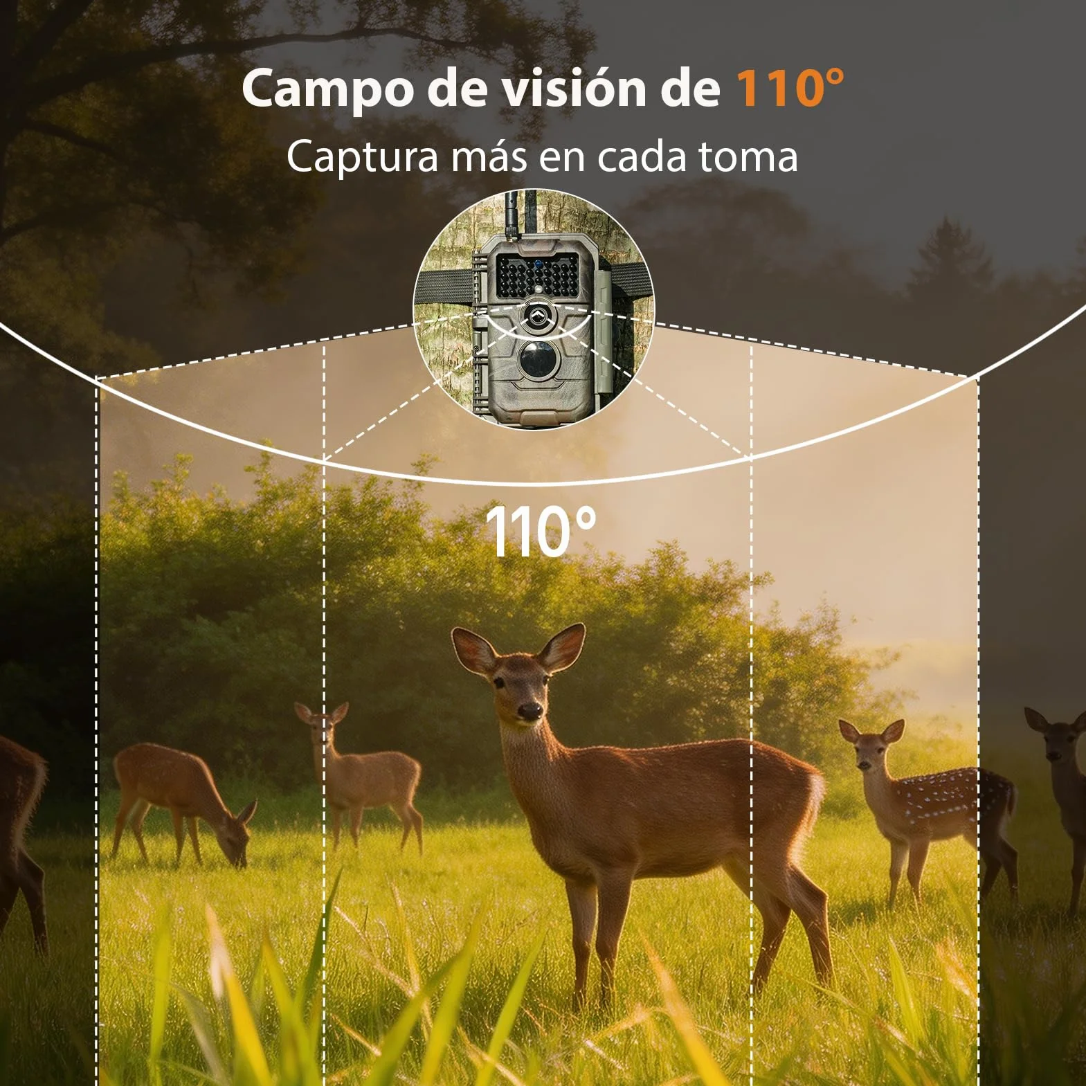 GardePro E6 Câmaras de Caça WiFi con Antena y App 48MP 1296P H.264 Vidéo, Camara Fototrampeo con Alcance de Visión Nocturna de 25m y Amplio Campo de Visión de 110°