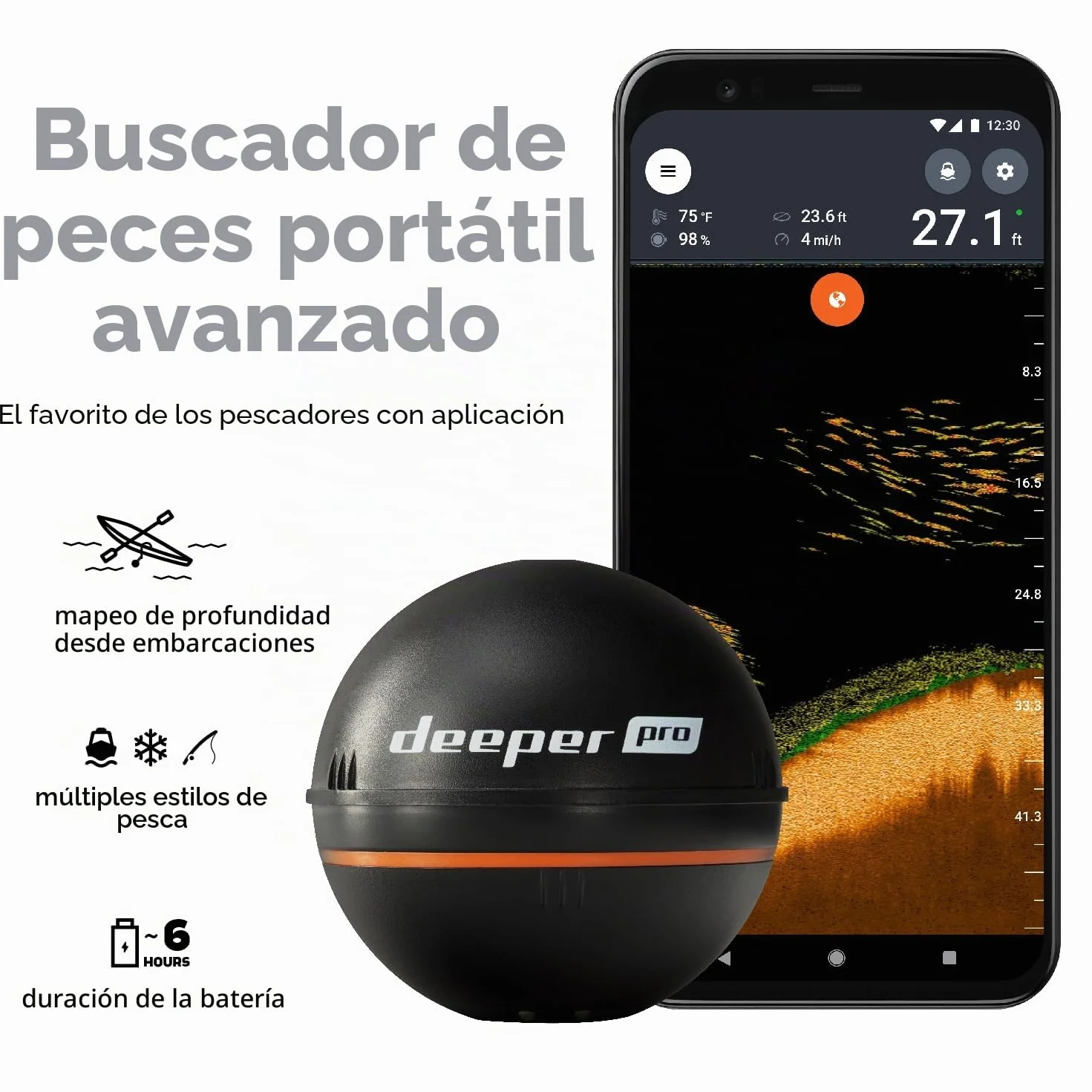 Deeper Sonar inteligente castable portátil WiFi buscador de peces para kayaks barcos pesca
