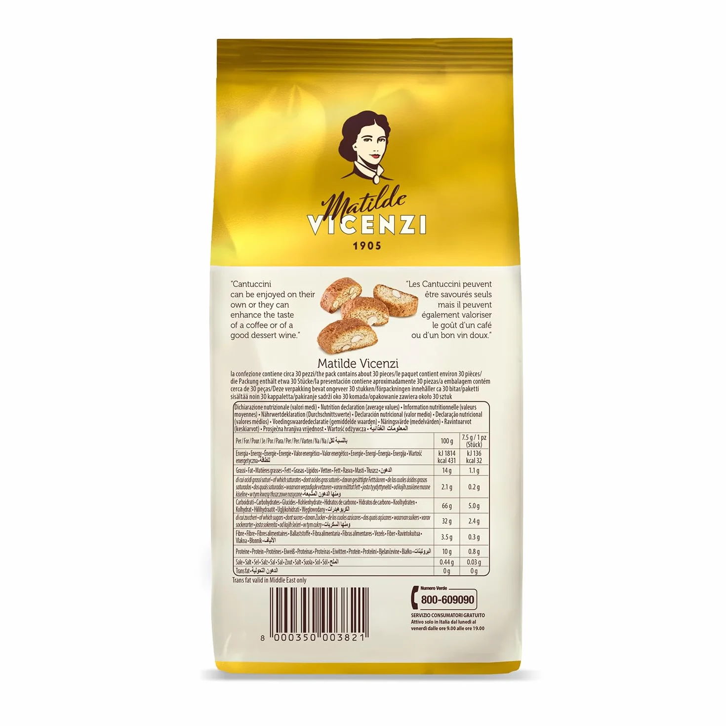 Matilde Vicenzi Cantuccini, Dulce amargo (Almendras) - 4 de 450 gr. (Total 1800 gr.)