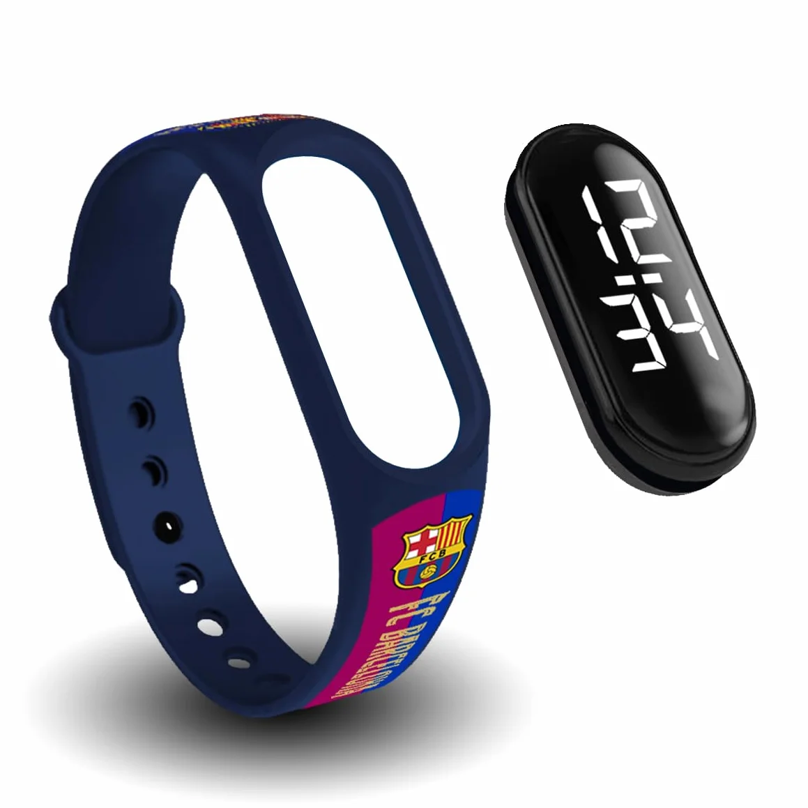 FIT & FUN Correa Oficial FC Barcelona Reloj Digital Resistente al Agua Deportivo Calendario