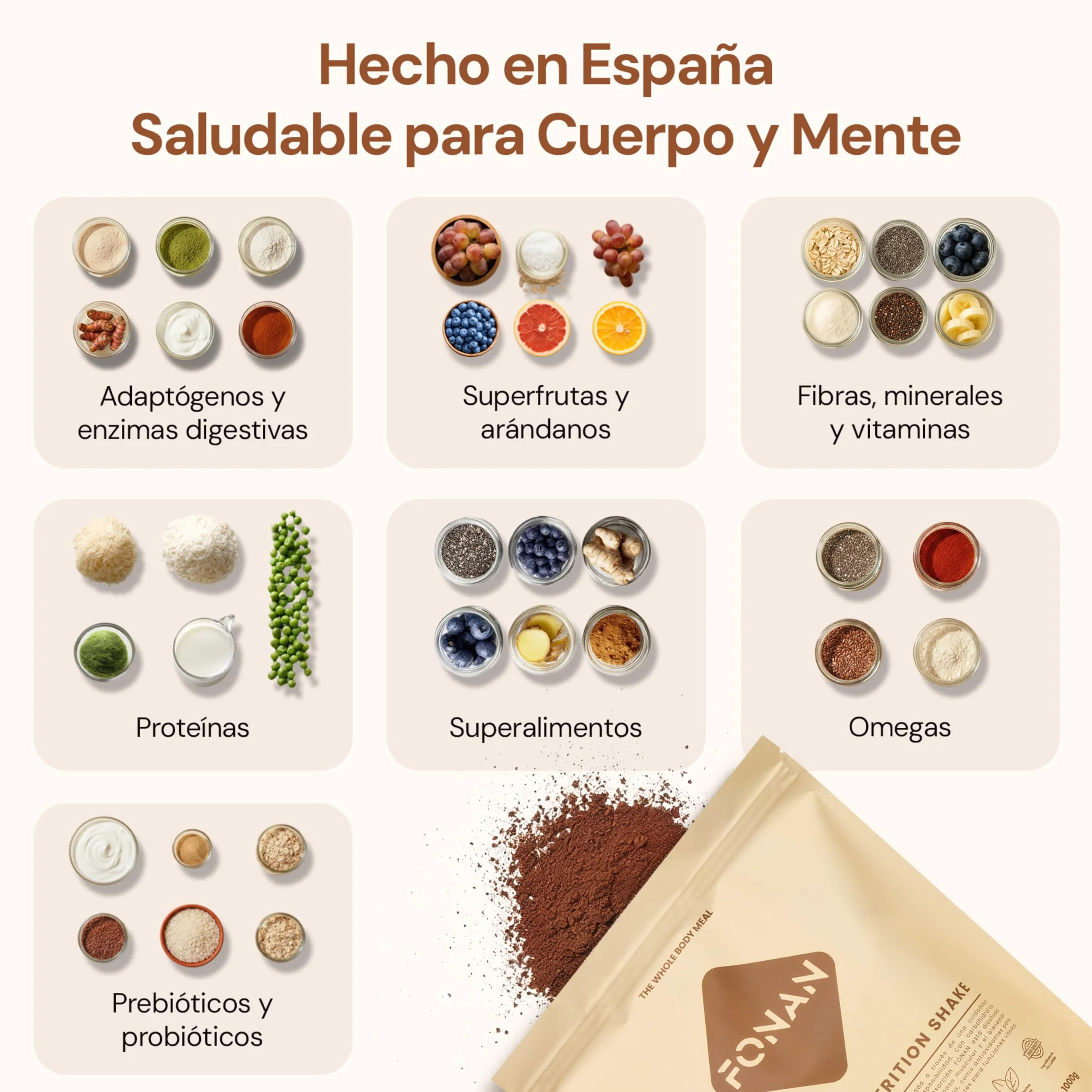 FONAN Batidos Sustitutivos de Comida y Desayuno con Enzimas DigeZyme y Probioticos - Batidos Saciantes Completos y Sanos con Proteina, Carbohidratos, Vitaminas, Minerales y Superalimentos COOKIES