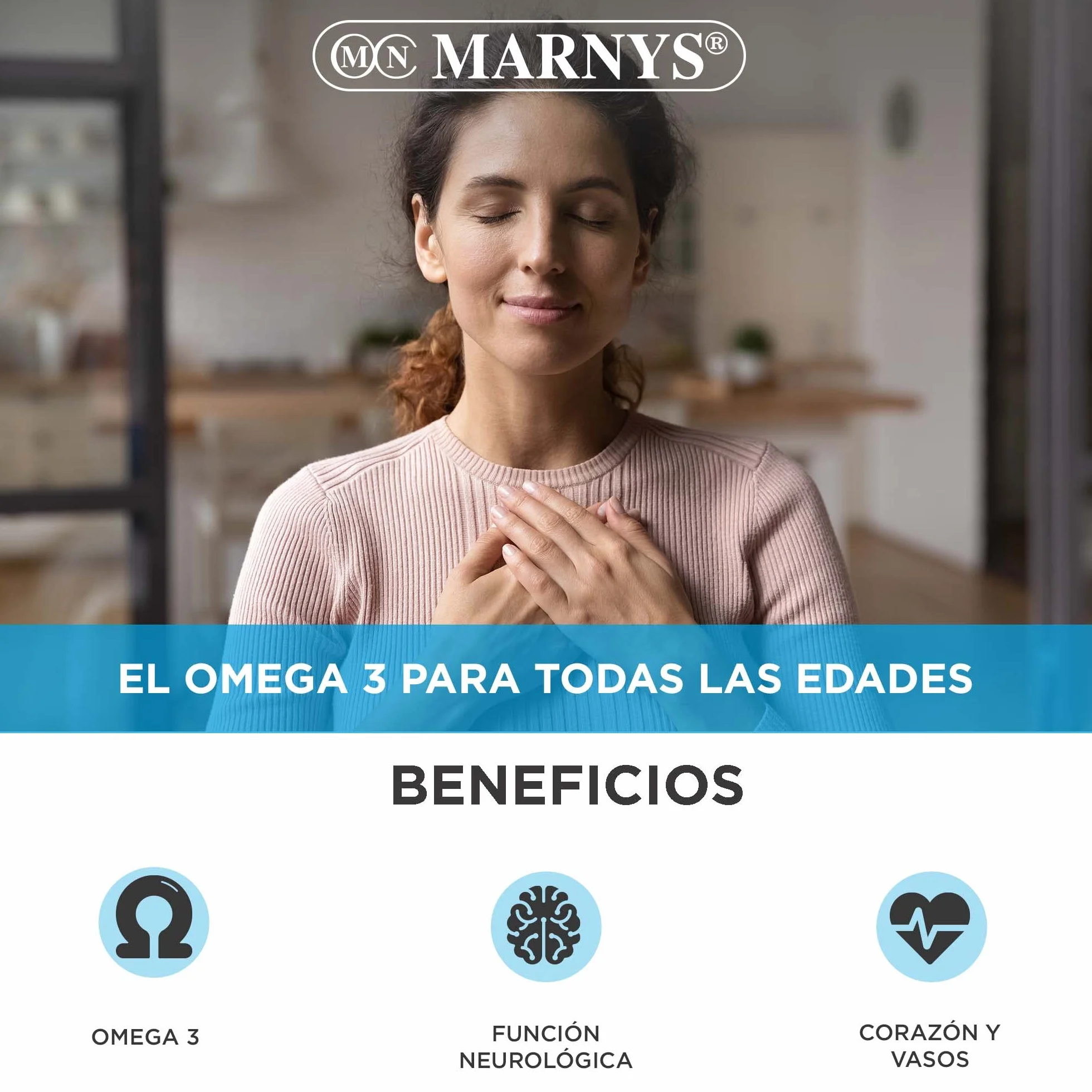 Marnys OMEGA 3 - Formato Líquido y con Sabor a Limón - Facilita la función Cardíaca y Neurológica -Botella 125 ml 258 g