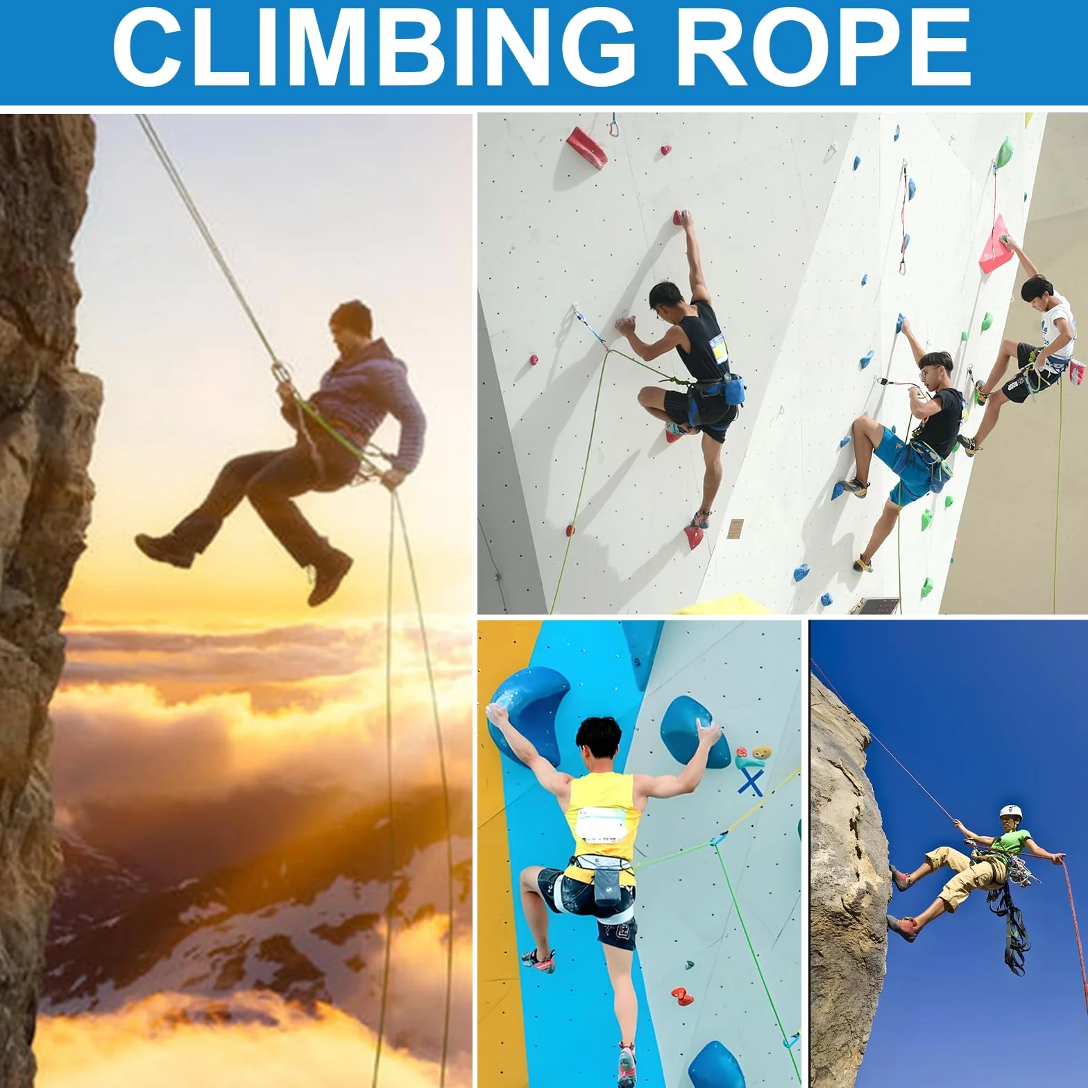 Cuerda Estática de Rescate 12mm 10m para Escalada Montañismo Campamento