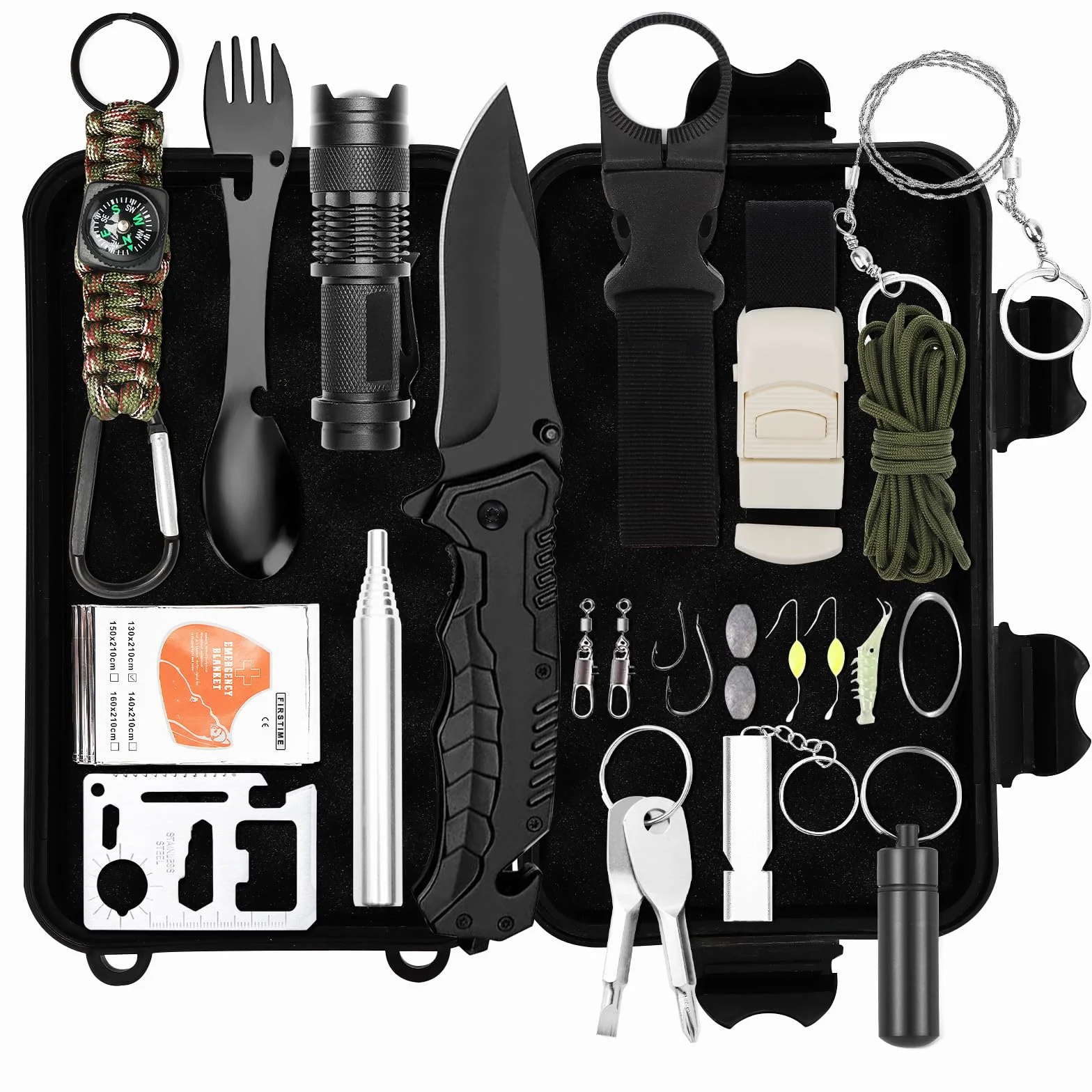 Kit de Supervivencia 25 en 1 Equipo Táctico Multifuncional para Senderismo Montañismo