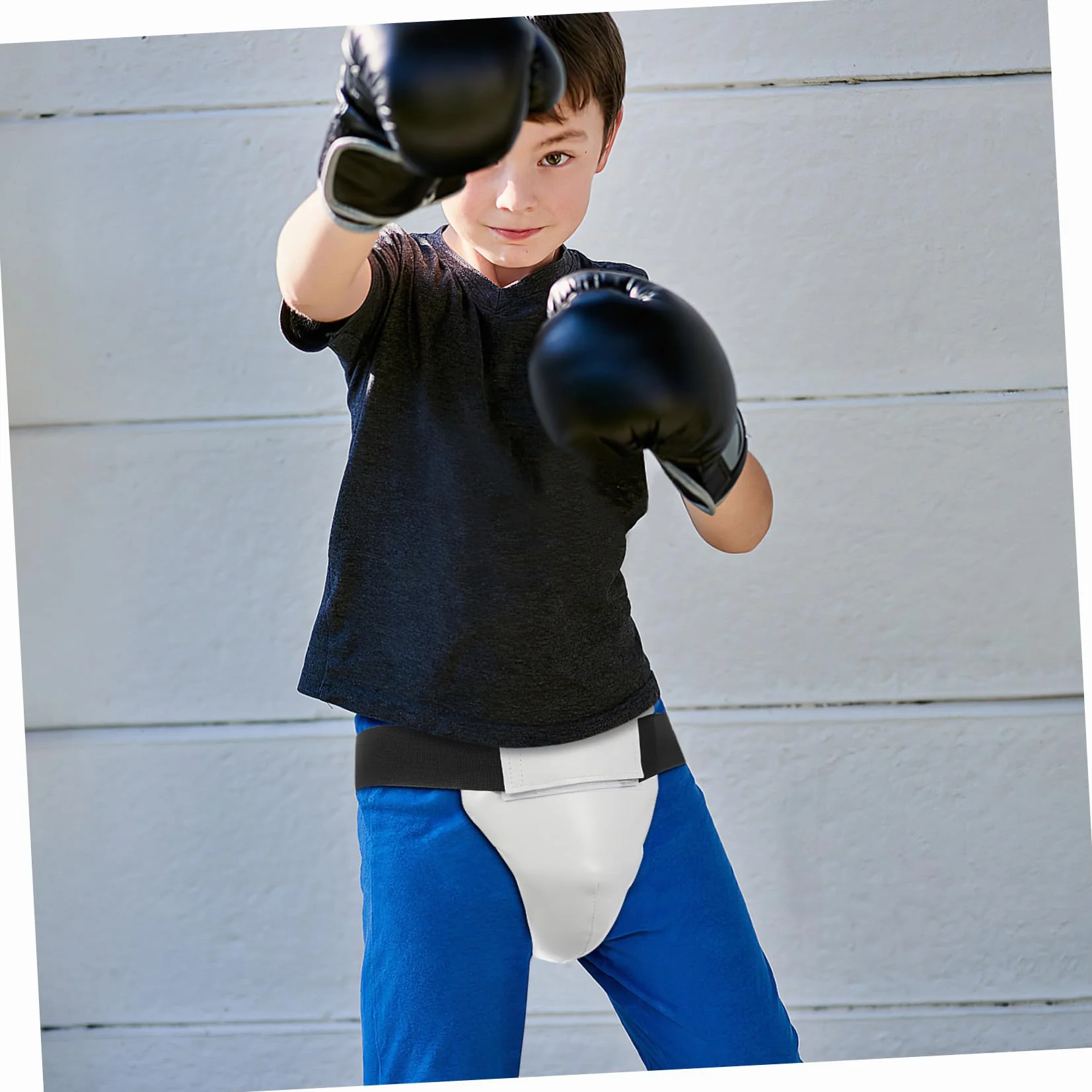 Alipis Coquilla Protector de Entrepierna Niño Transpirable Flexible PU Abs Entrenamiento Deportes Combate Boxeo
