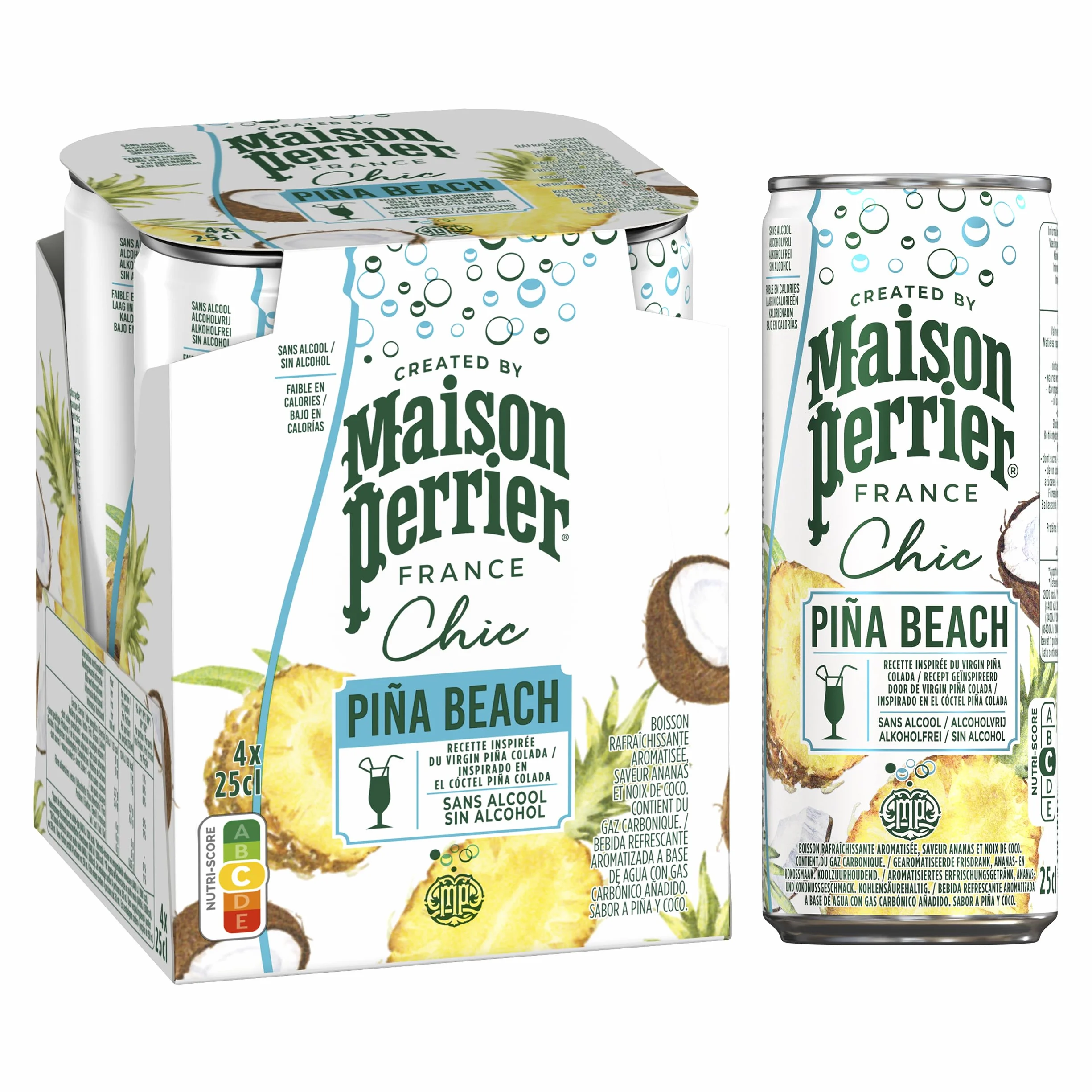 MAISON PERRIER CHIC Piña Beach cóctel sin alcohol 6 packs 4 x 25cl 24 Latas