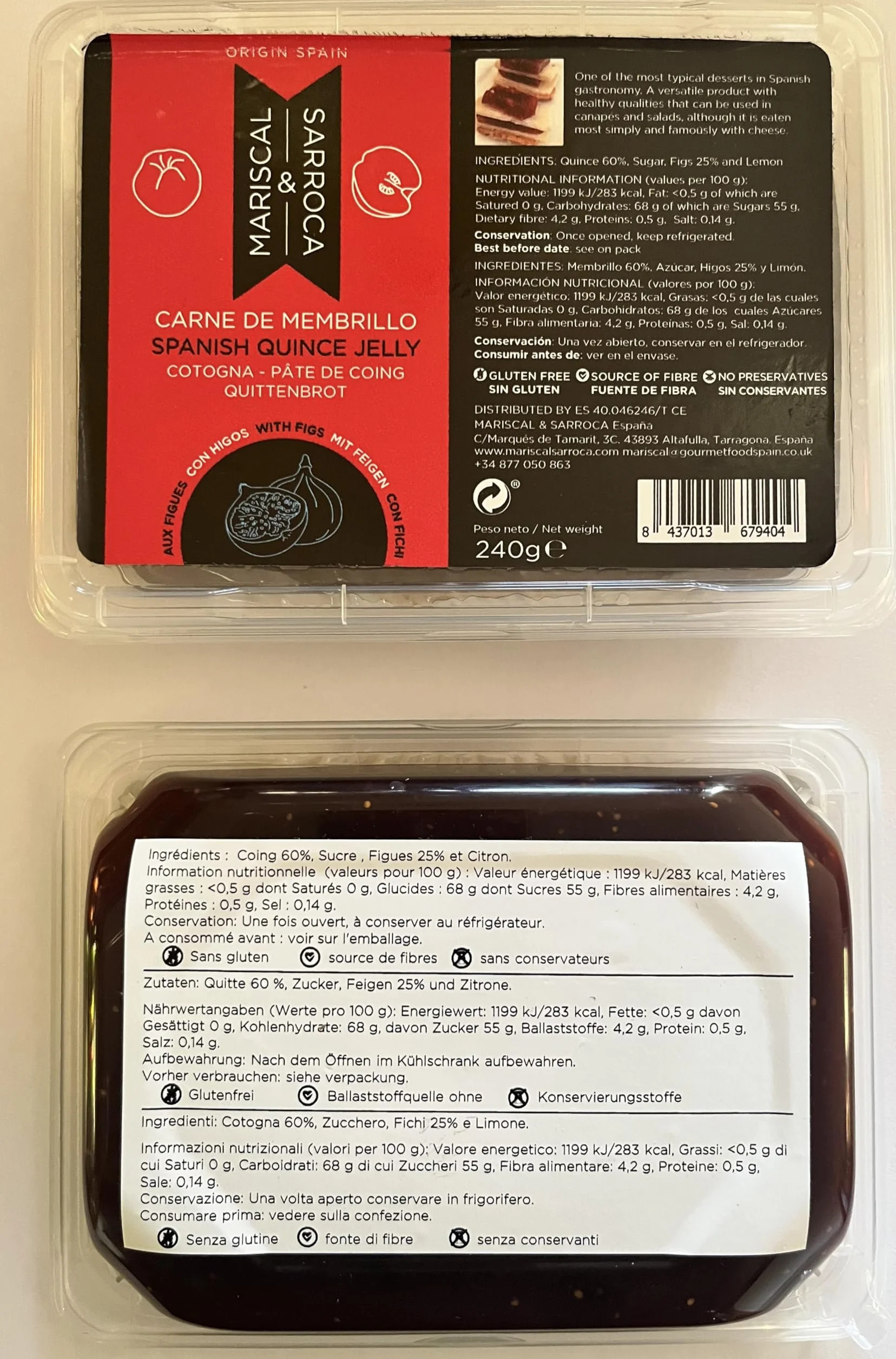 Pack Membrillos 4 x240g Mariscal & Sarroca : Original, con Naranja, con Nueces y con Higos