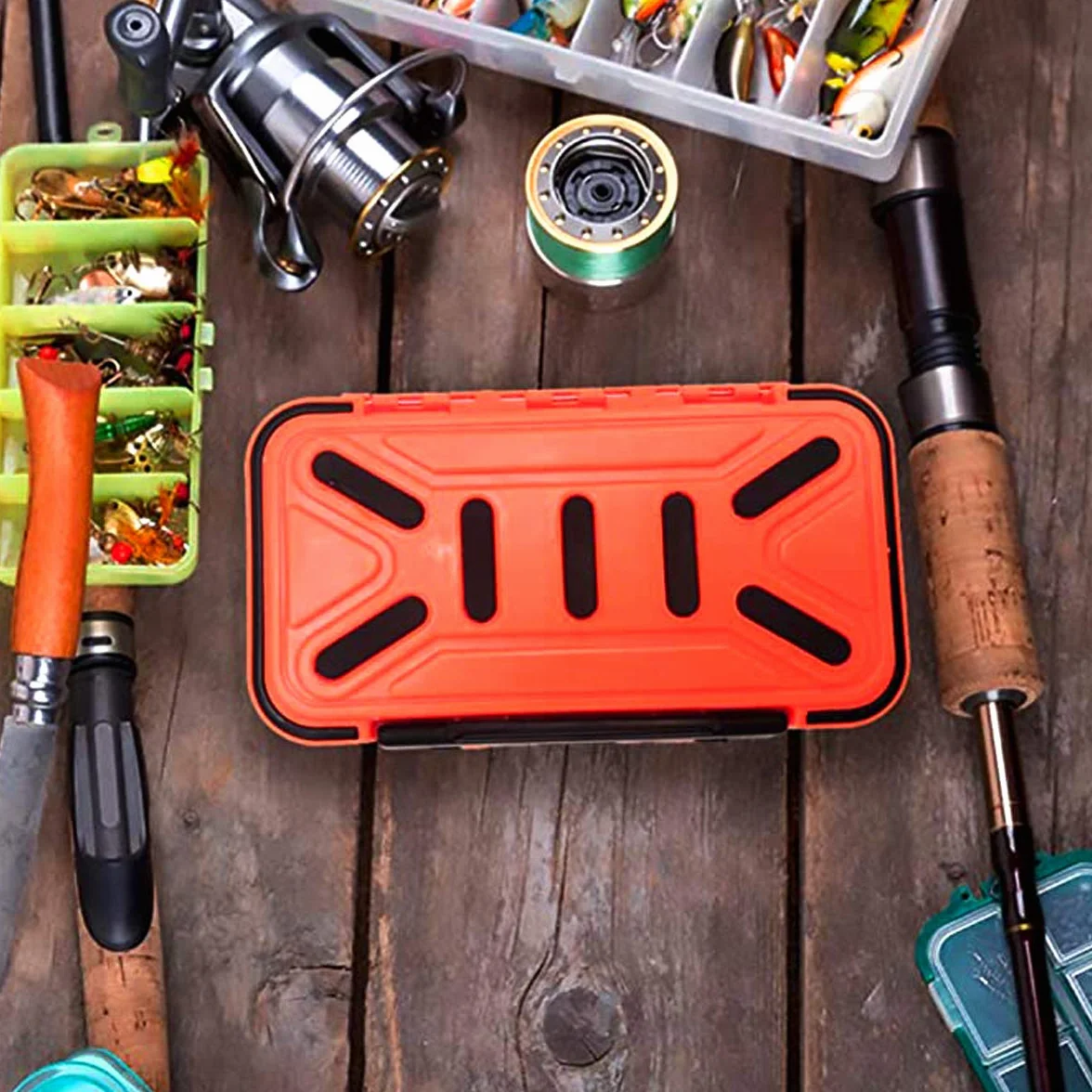 RoadLoo Plástico Caja de Pesca con Compartimentos Divisores Ajustables para Señuelos Accesorios (Naranja)