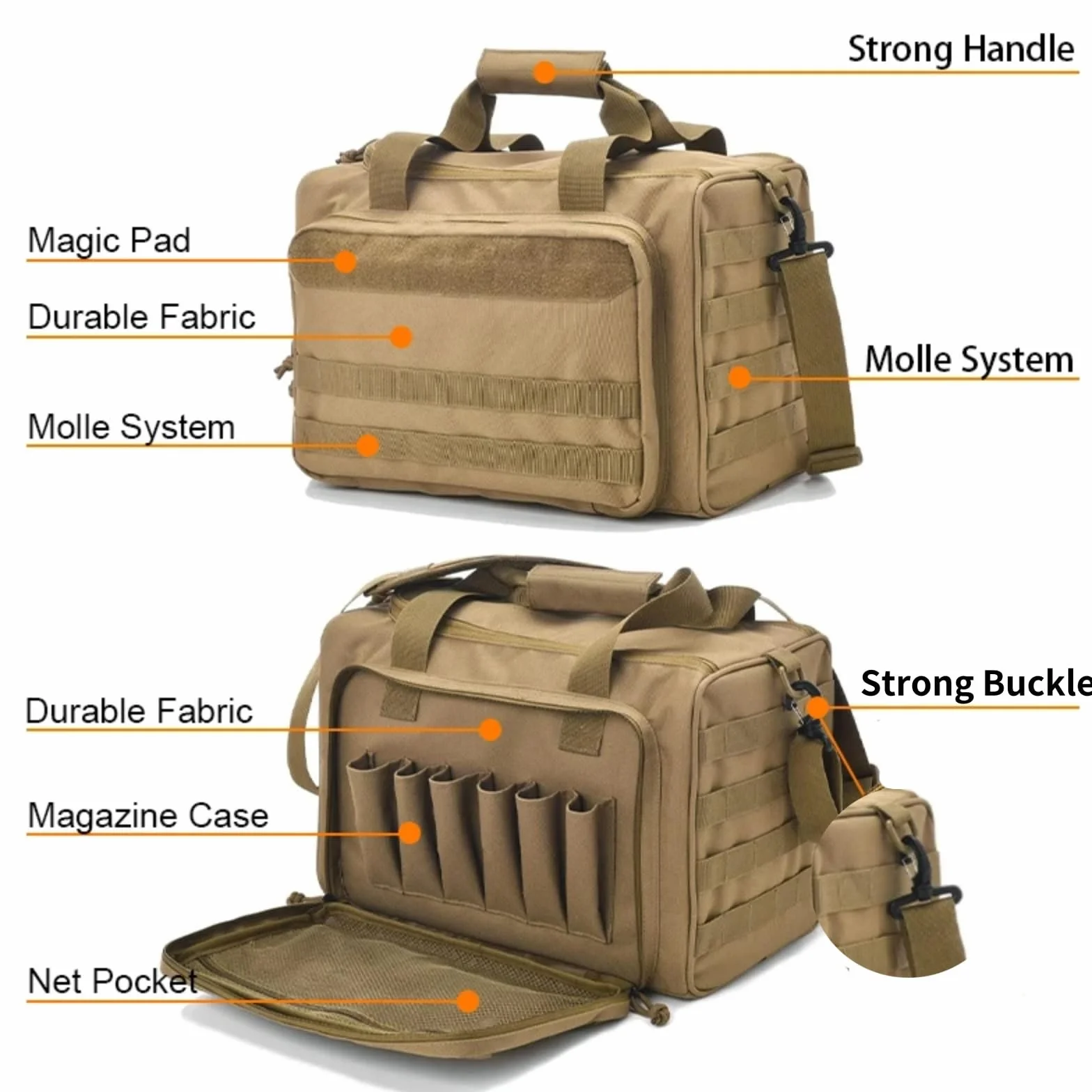 Peminkoo Bolsa de Tiro con Pistola táctica Sistema Molle Accesorios de Caza Mochila de Hombro