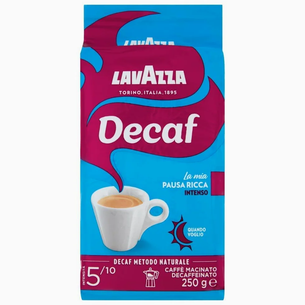 Lavazza Caffè Macinato Descafeinado Dek Intenso - 10 paquetes de 250 gramos [2,5 Kg]
