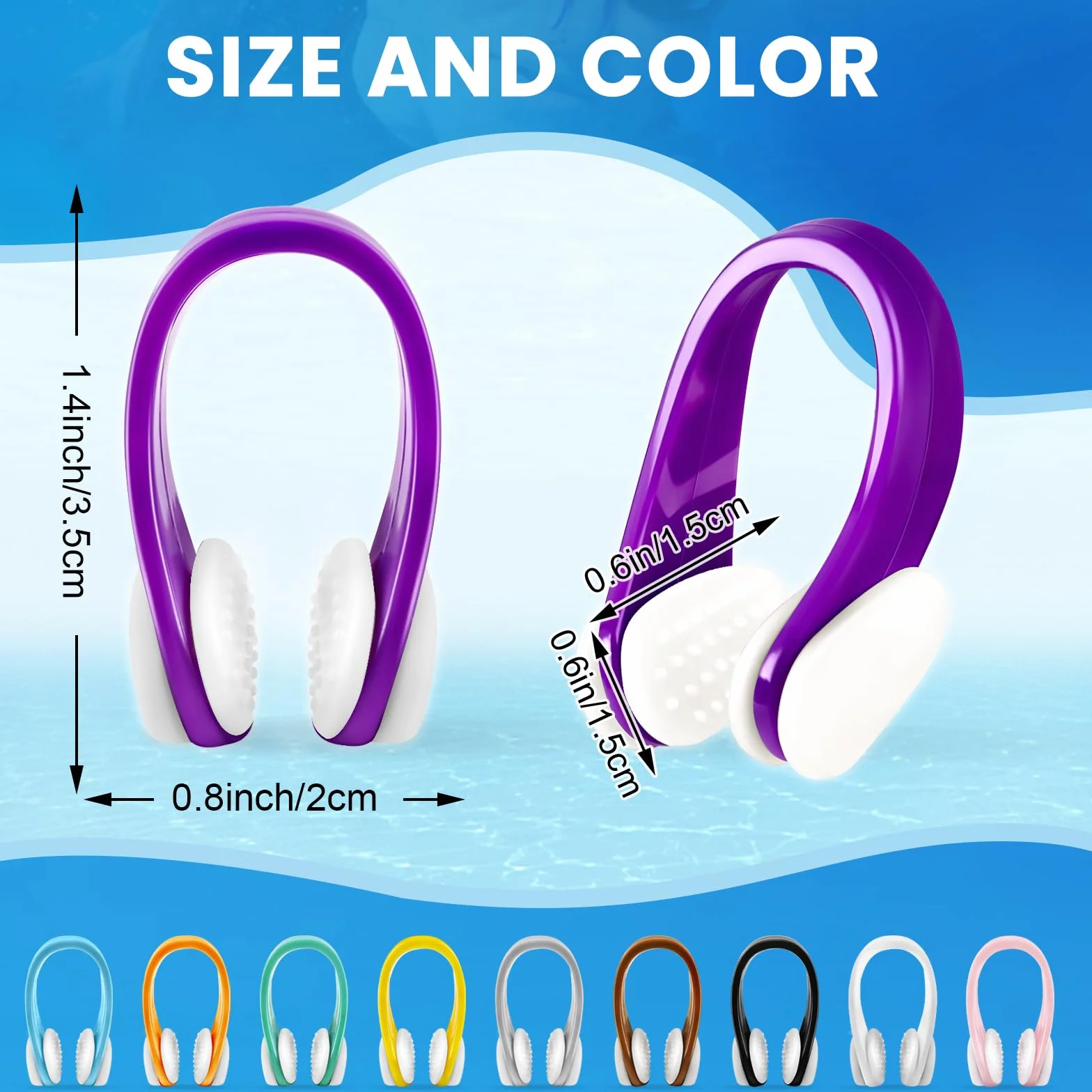 Pinzas para la Nariz de Silicona 10 Piezas para Natación Niños y Adultos con Caja de Almacenaje Multicolor