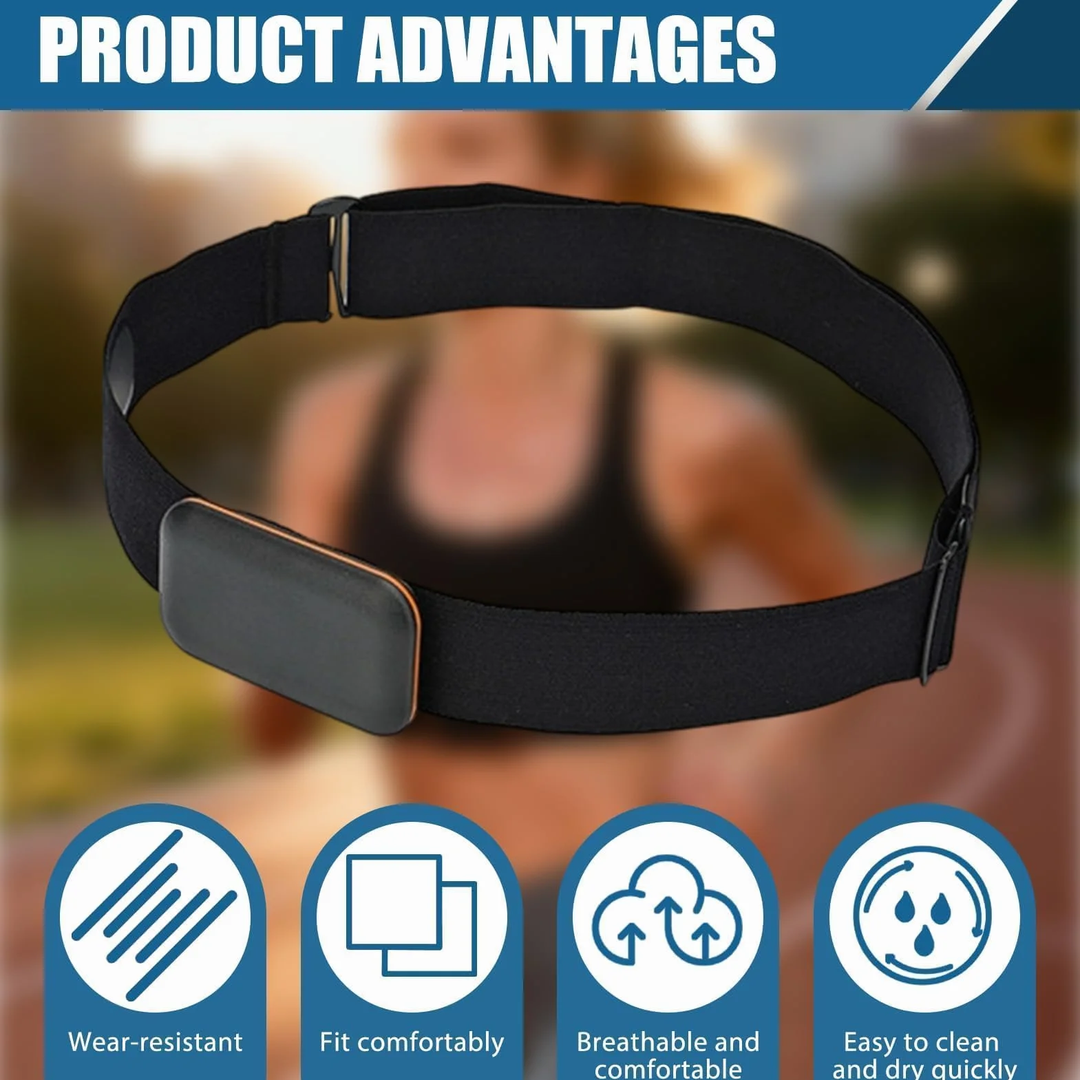 Banda Elástica Ajustable Recambio Cinta Frecuencia Cardiaca Bluetooth Ant+ Compatible Garmin Wahoo Polar H10 H9 Coospo Magene Bryton Livlov
