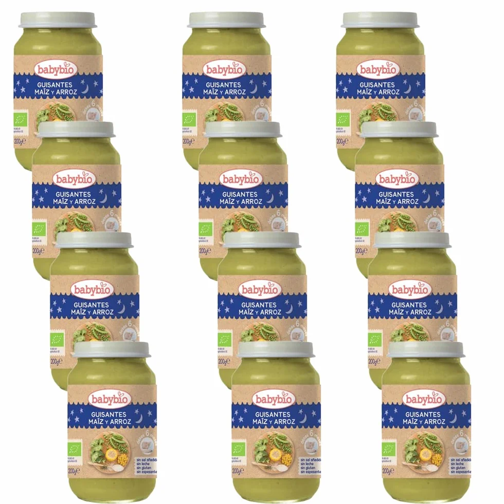 Babybio Buenas Noches Bio - Guisantes Maiz Arroz 200G - Desde 6 Meses