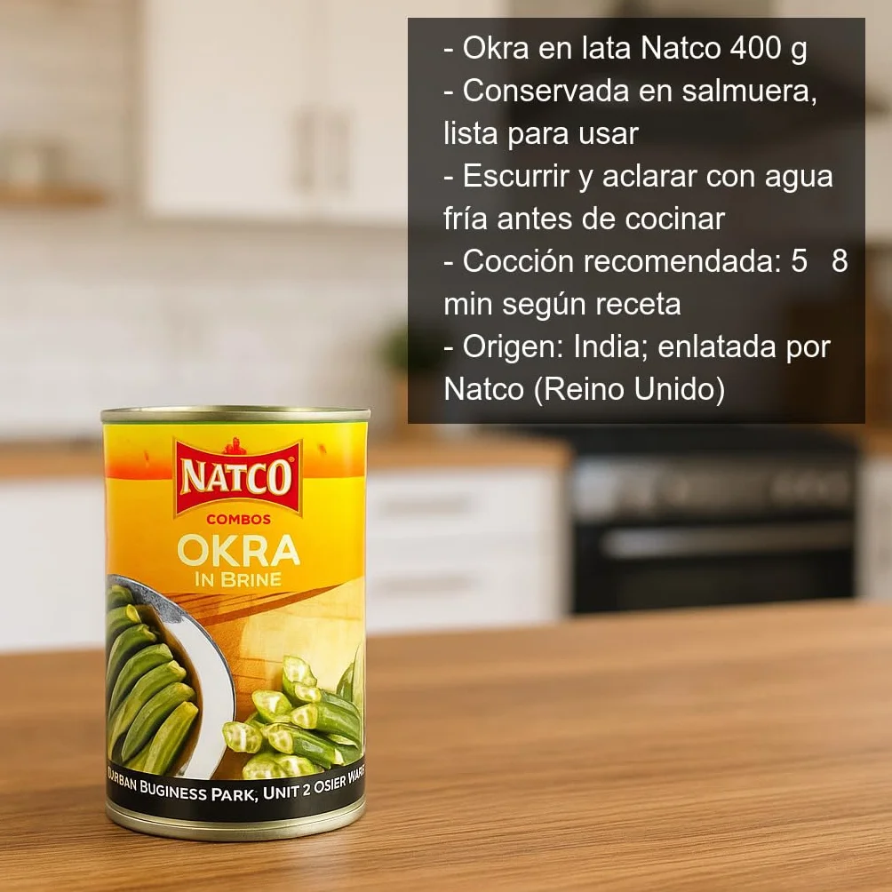 Okra en lata 400 g en salmuera lista para cocinar quimbombó para gumbo currys y guisos cocina internacional