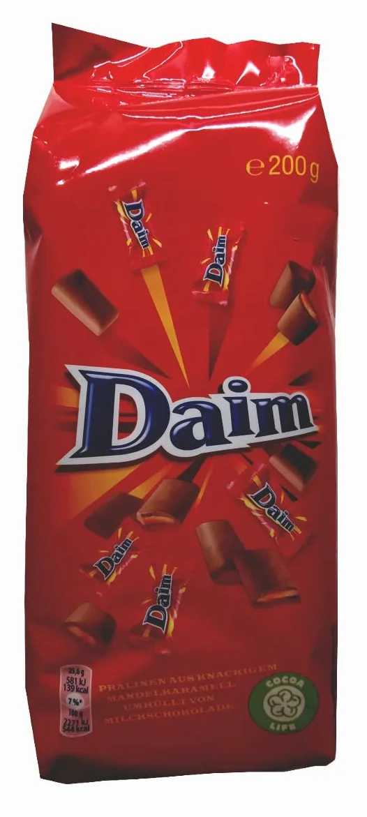 Daim Minis, mantequilla de caramelo de almendra en chocolate con leche - 200 g - 2x -Caramelo crujiente de almendras envuelto en el mejor chocolate con leche