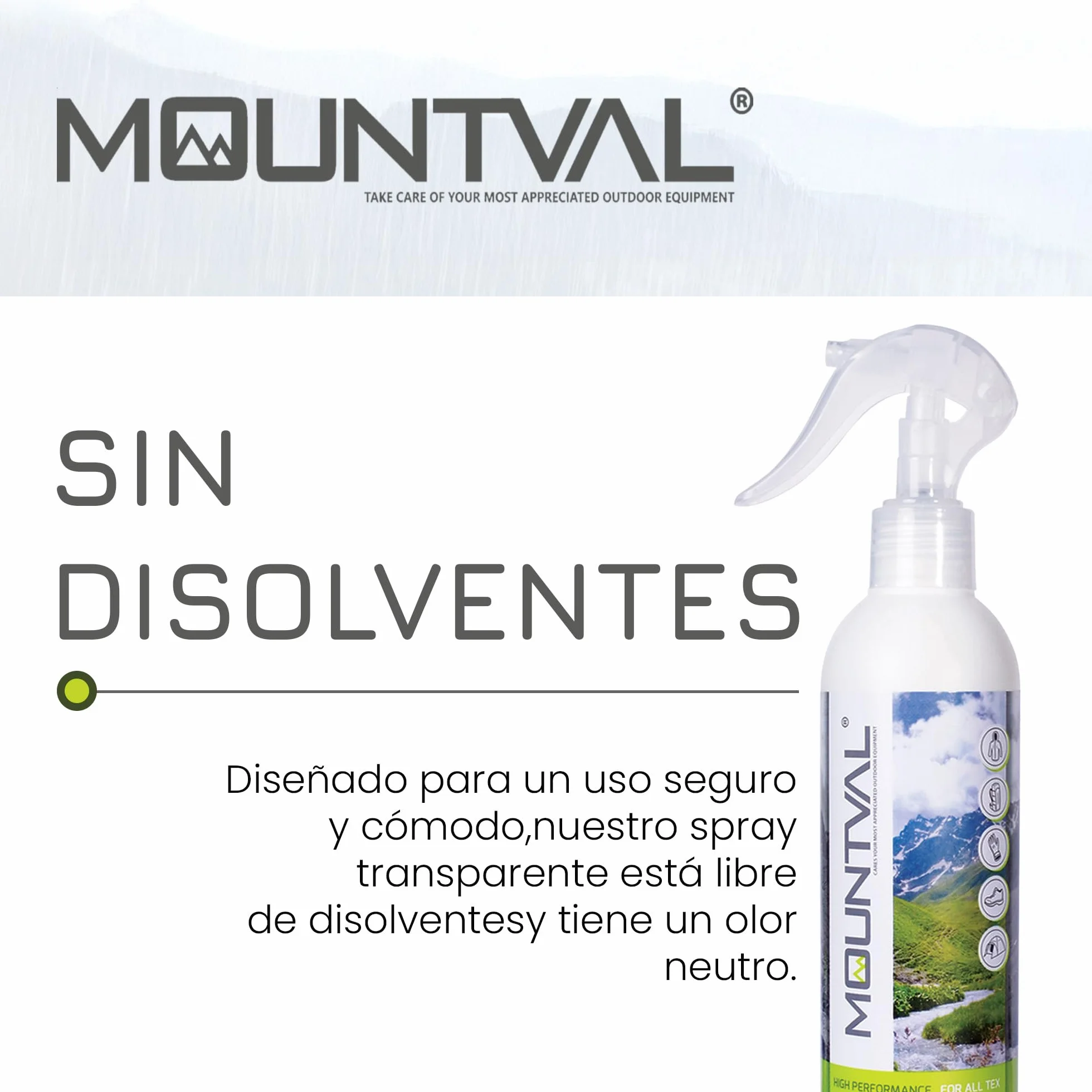 Mountval Textile Shield Aerosol Impermeabilizante para Clima Húmedo y Prendas Senderismo 300 ml