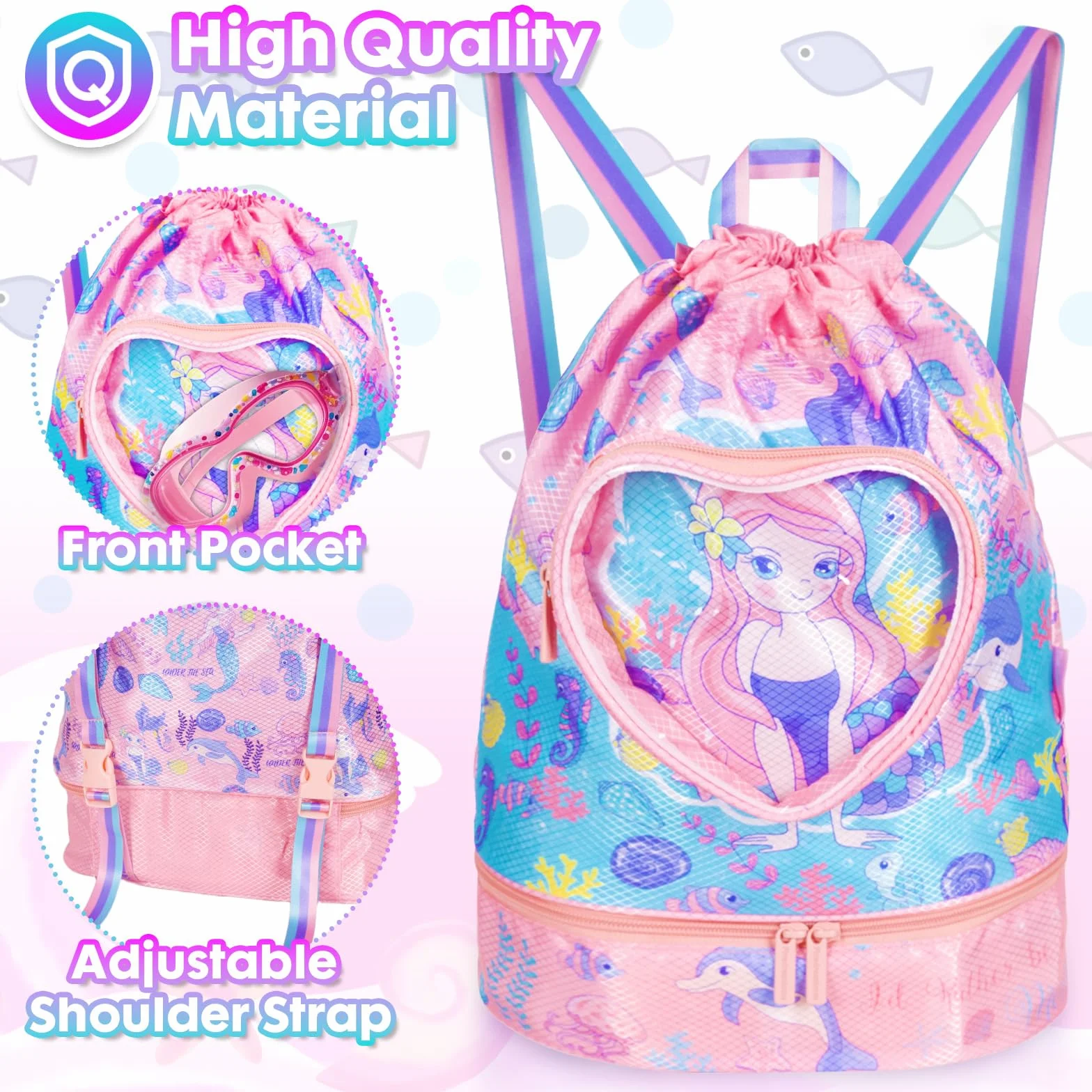 PinkSheep Bolsa de natación impermeable para niños con compartimento para zapatos