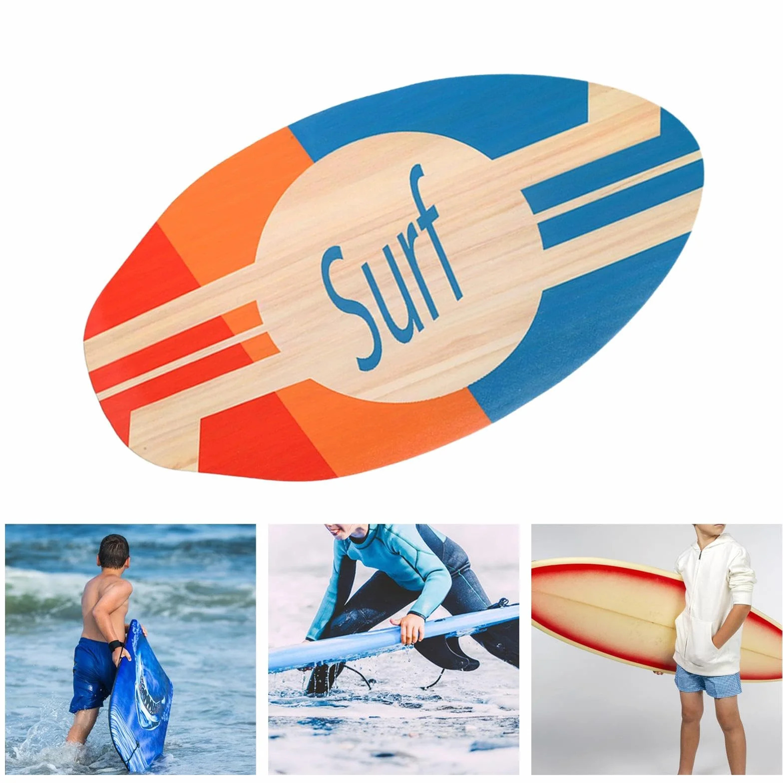 Harilla Skimboard para Niños Tabla de Surf 30 Pulgadas Portátil Buena Fricción Principiantes Deportes Acuáticos
