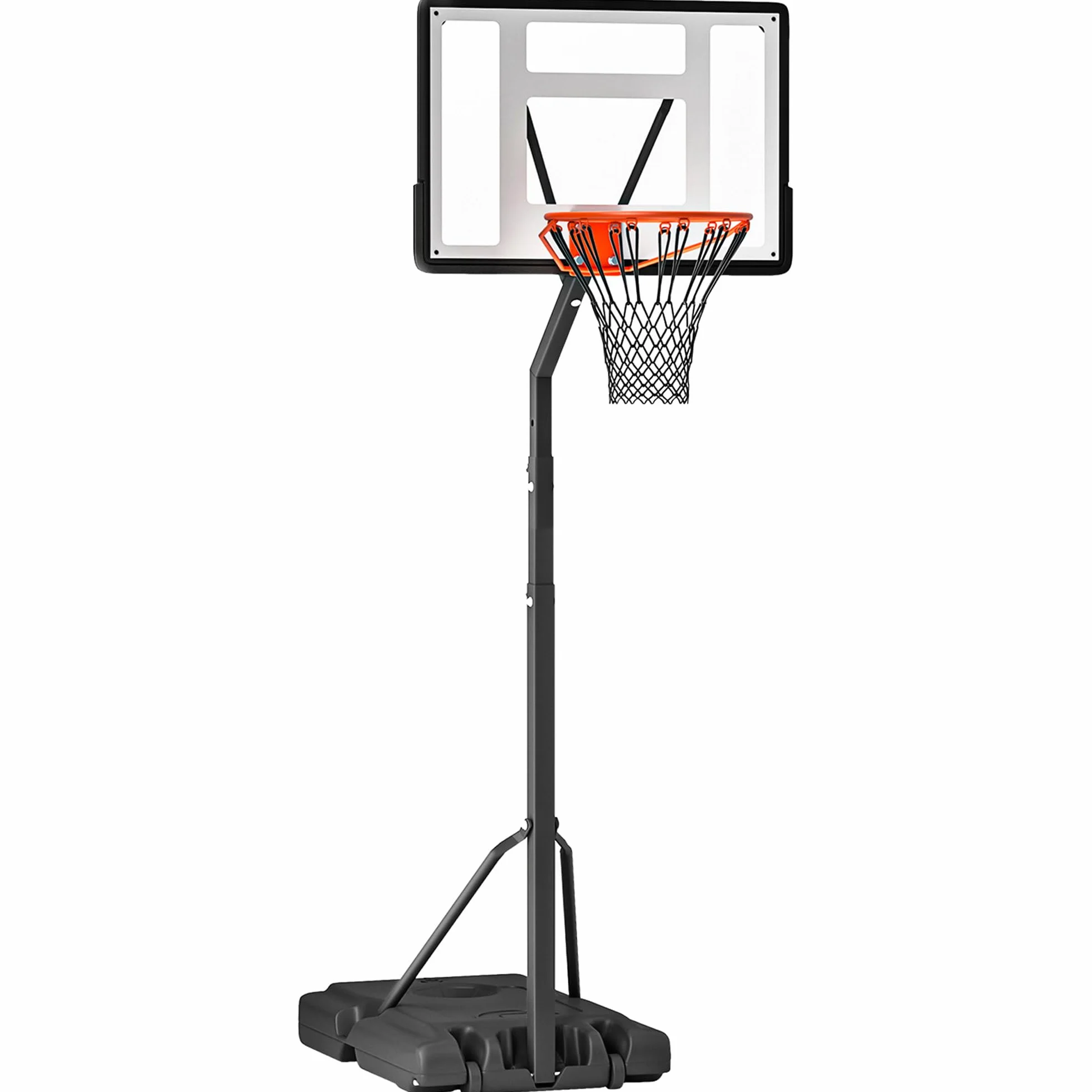 HOMCOM Canasta de Baloncesto Aro Portátil Ajustable Altura 302-352 cm Base Rellenable con Ruedas Negro
