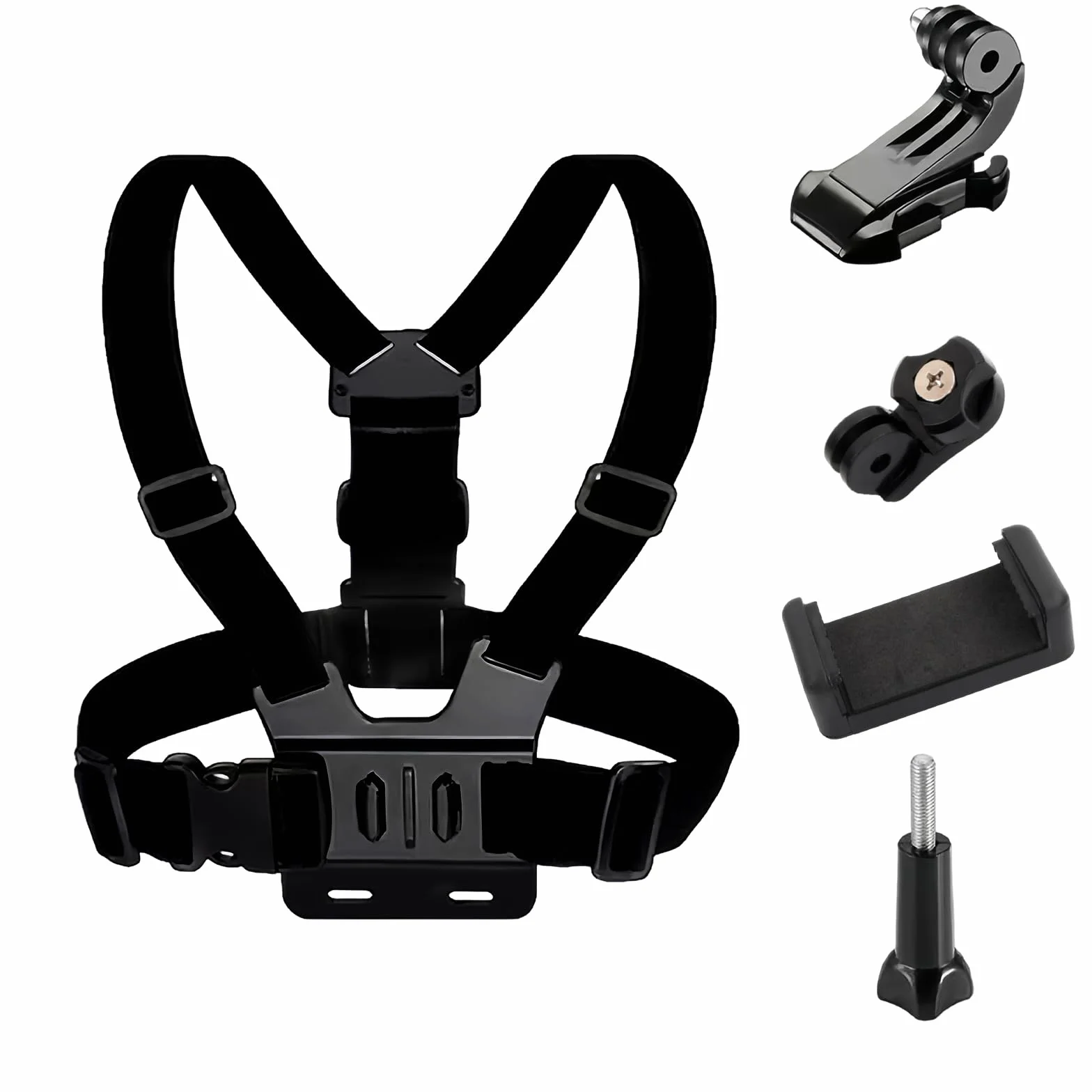 Arnés de Pecho 2 en 1 para Cámara de Acción y Teléfono Celular, Soporte Ajustable para Cámaras Deportivas