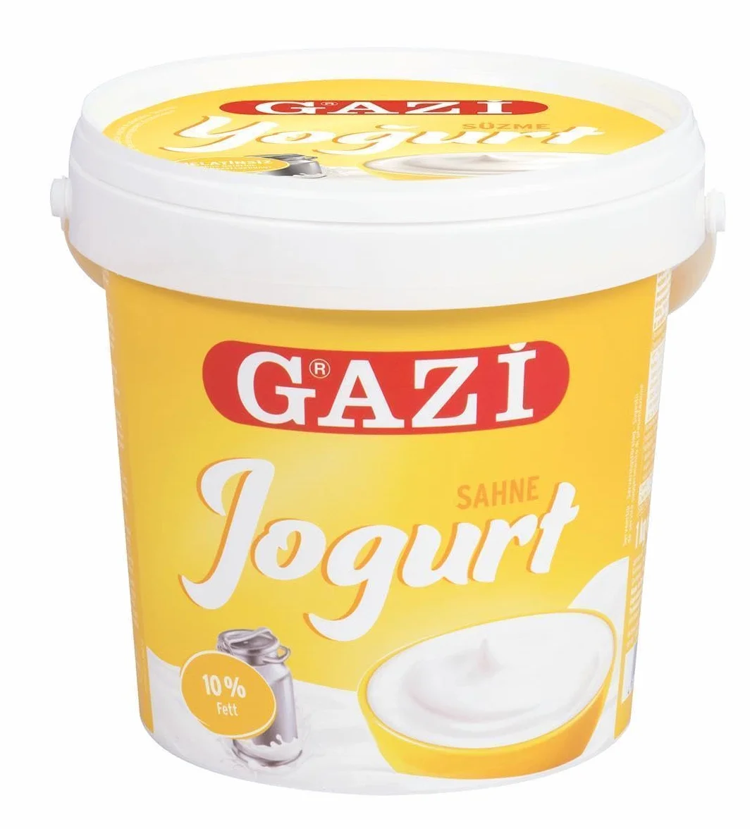 Gazi Yogur Süzme – 2 x 1 kg – yogur crema resistente con 10% de grasa, sabor extra cremoso, especialmente adecuado para salsas, sopas, como postre, para gachas o cereales
